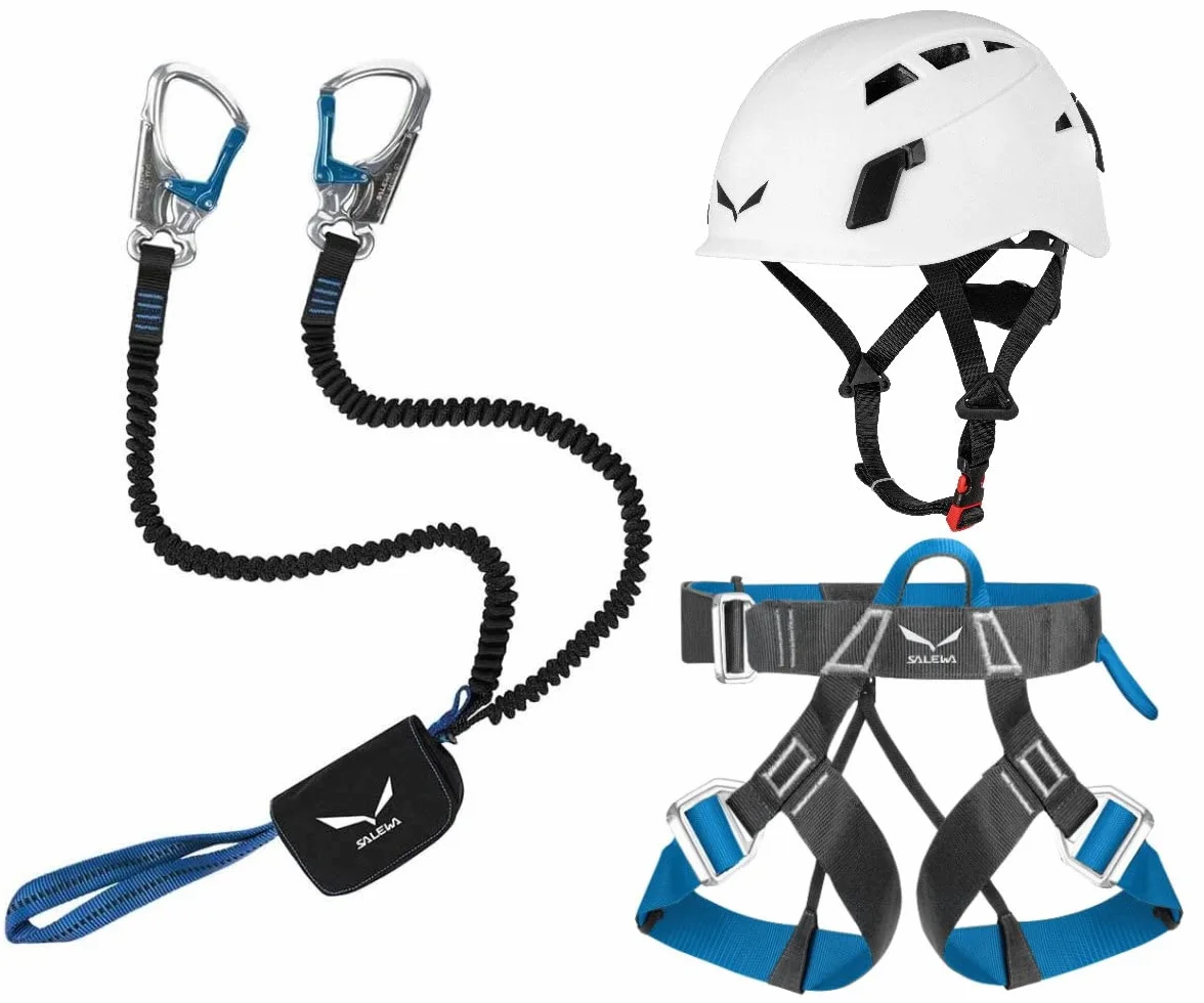 Salewa Zestaw do wspinaczki, hamulec Premium Attac + uprząż wspinaczkowa Evo + kask do wspinaczki Toxo 3.0