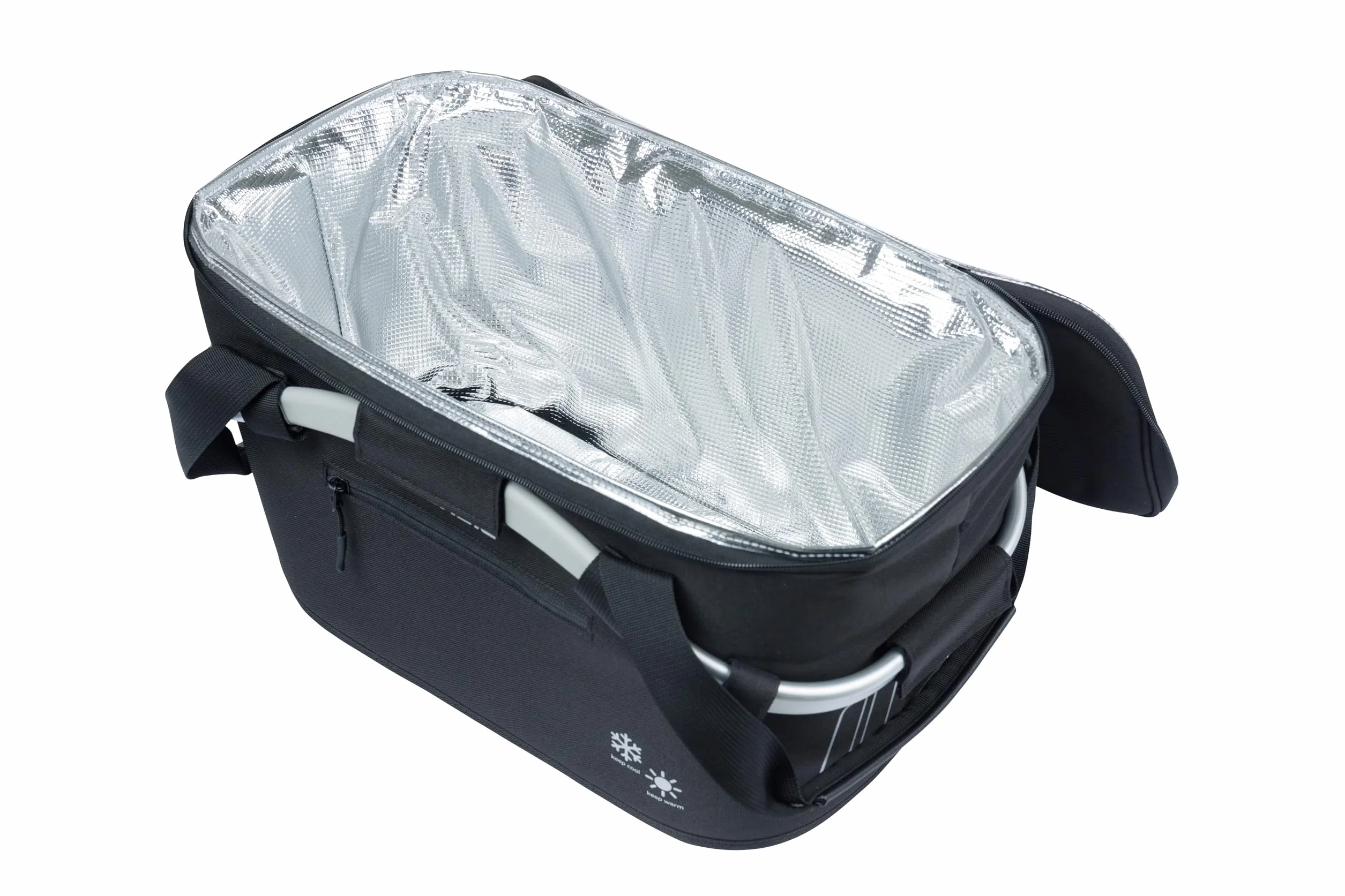 Basil Classic Carry All ISO koszyk rowerowy MIK, czarny – zamykany system MIK w zestawie, pojemność 18 litrów, izolowany i odporny na warunki atmosferyczne, idealny do zakupów i transportu żywności
