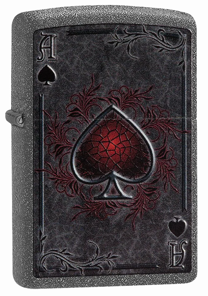 Zippo Zapalniczka Sztormowa, ze Wzorem Asa, w Optyce Metalicznego Kamienia, Kolorowy Motyw, z Możliwością Napełniania, Wielokrotnego Użytku, Made in USA