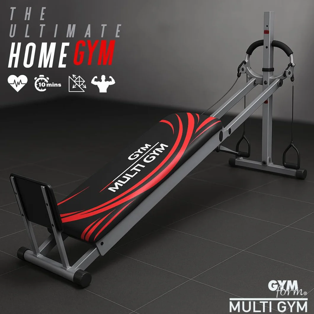 GYMFORM MultiGym - kompletne, składane urządzenie fitness, aby wzmocnić całe ciało, ponad 100 ćwiczeń, do domu, Total Gym