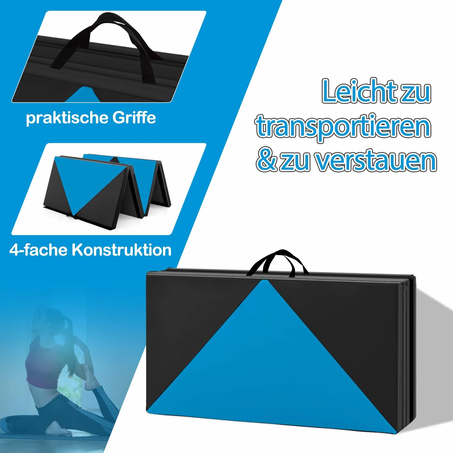 COSTWAY Miękka mata podłogowa, składana, 240 x 120/300 x 120 cm, przenośna, do jogi, mata gimnastyczna, składana mata do fitnessu