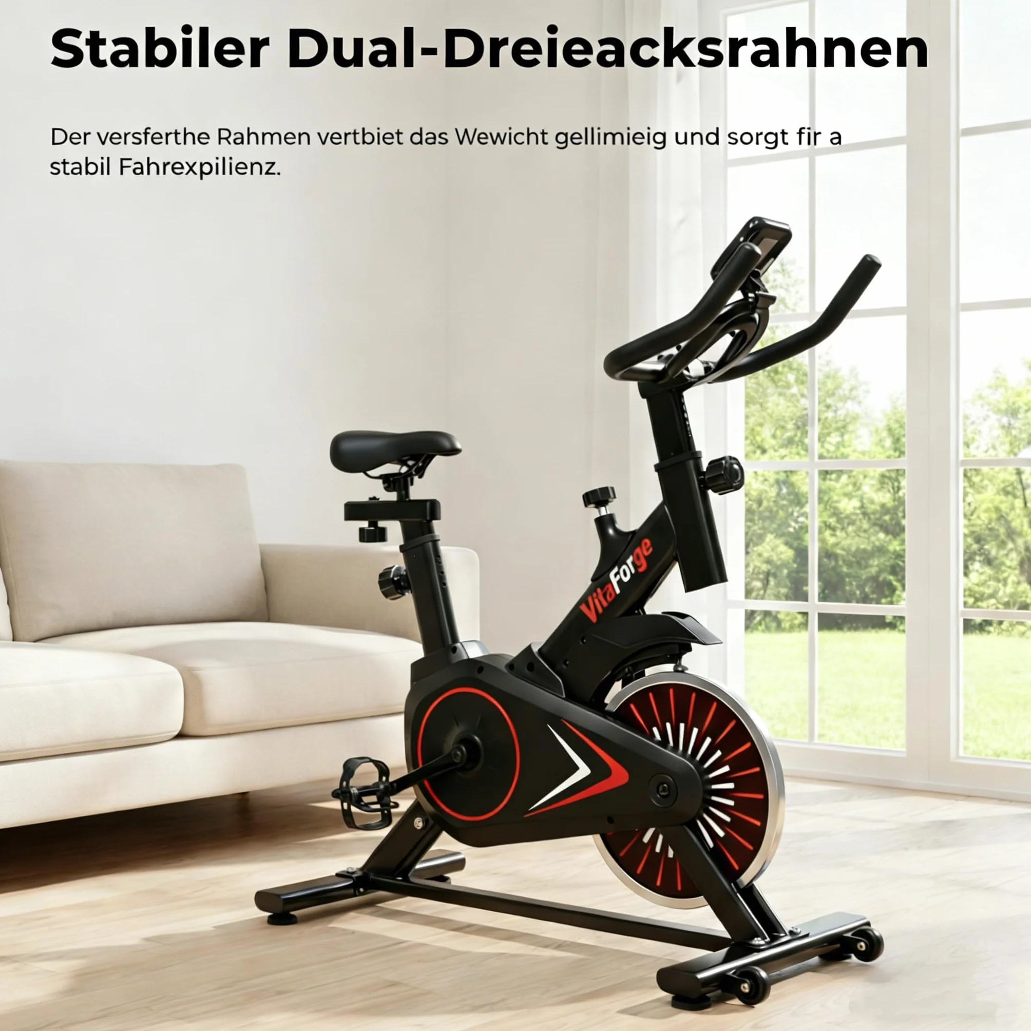 Domowy rower stacjonarny cichy z regulowanym oporem magnetycznym, regulowaną wysokością, sprzęt do treningu cardio w domu, z uchwytem na tablet, wytrzymały i przenośny rower do odchudzania i fitnessu