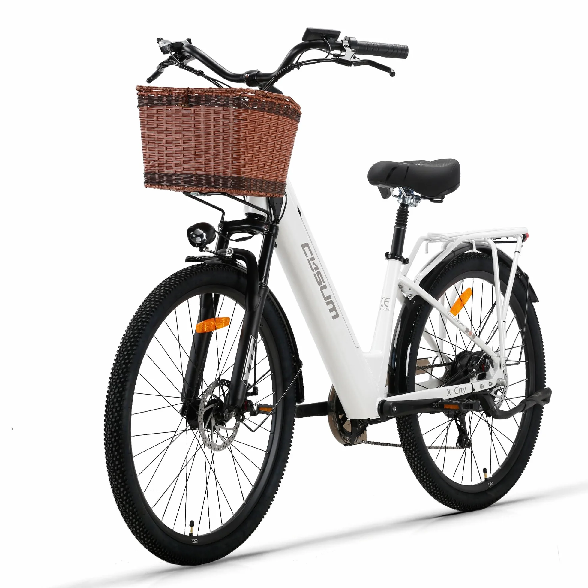 cysum X-City 26" rower elektryczny dla dorosłych, miejski rower elektryczny, wymienny akumulator 48 V 10,4 Ah, zasięg 25 km/h i 80 km, miejski Commuter E-Bike