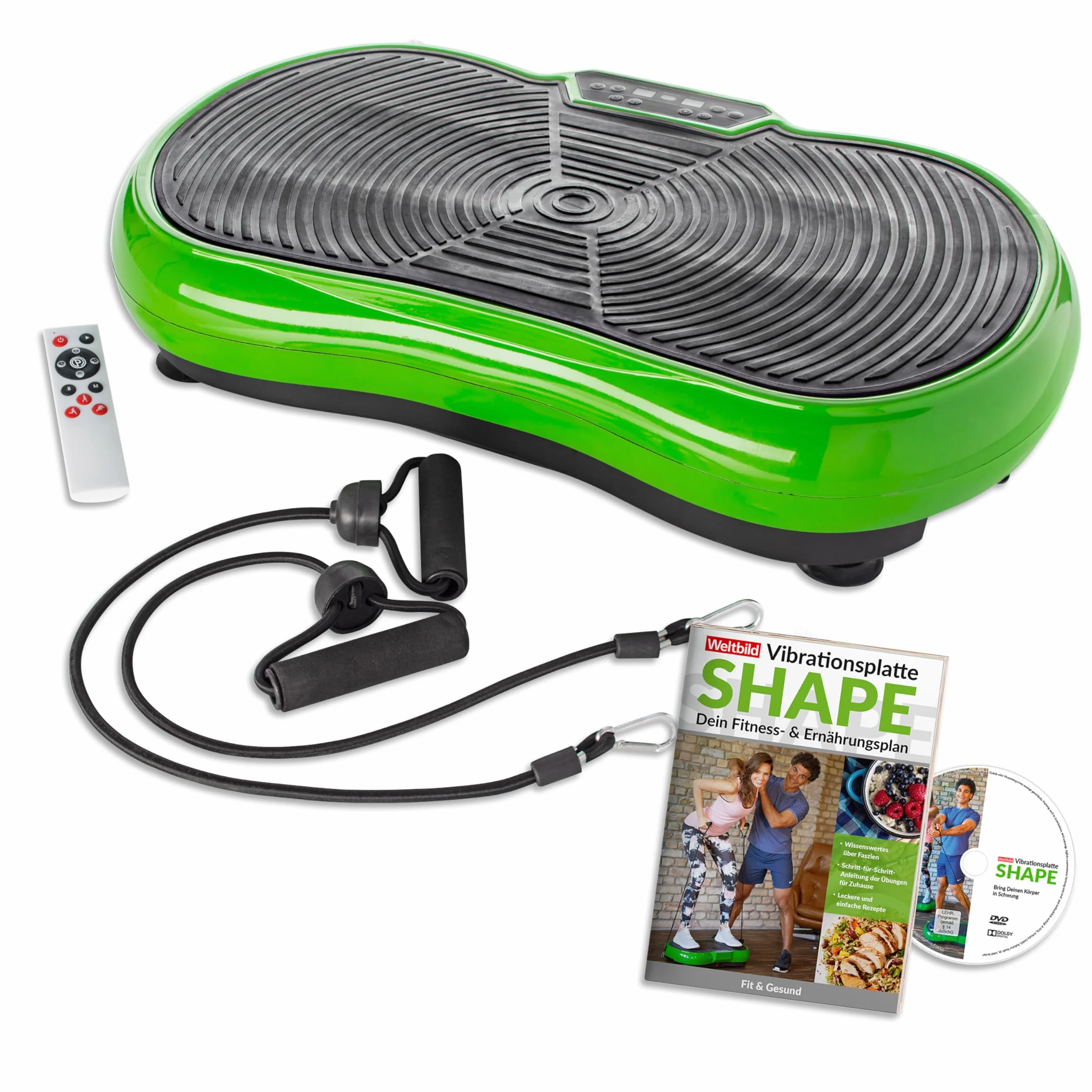 Orbisana Shape płyta wibracyjna 150 kg taśmy ekspanderowe DVD plan żywieniowy pilot