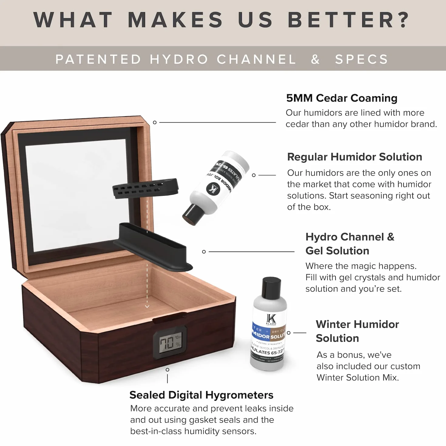 CASE ELEGANCE MAG humidor biurkowy, wykończenie orzecha włoskiego, mieści 20-30 cygar, szklany blat z zamknięciem magnetycznym, ośmiokątny kształt, cyfrowy higrometr, hiszpański brąz cedrowy