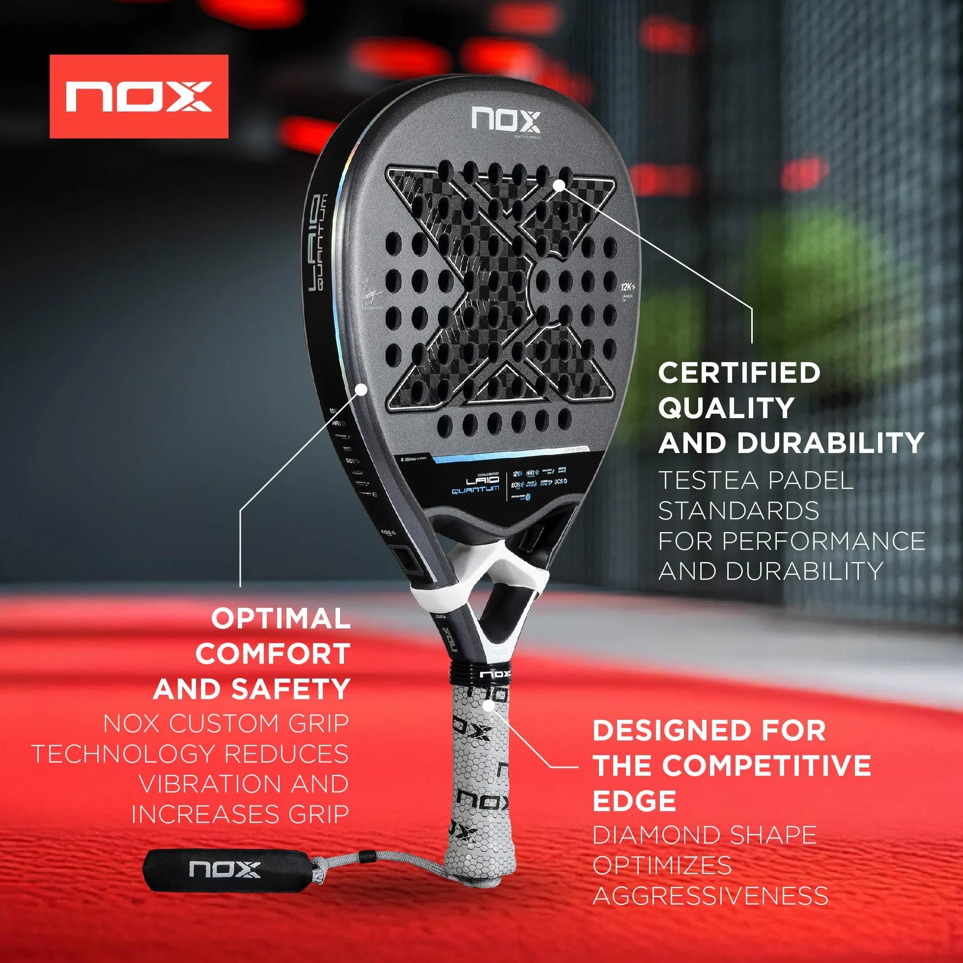 NOX Rakieta Padel LA10 Quantum 12K Leo Augsburger 2025