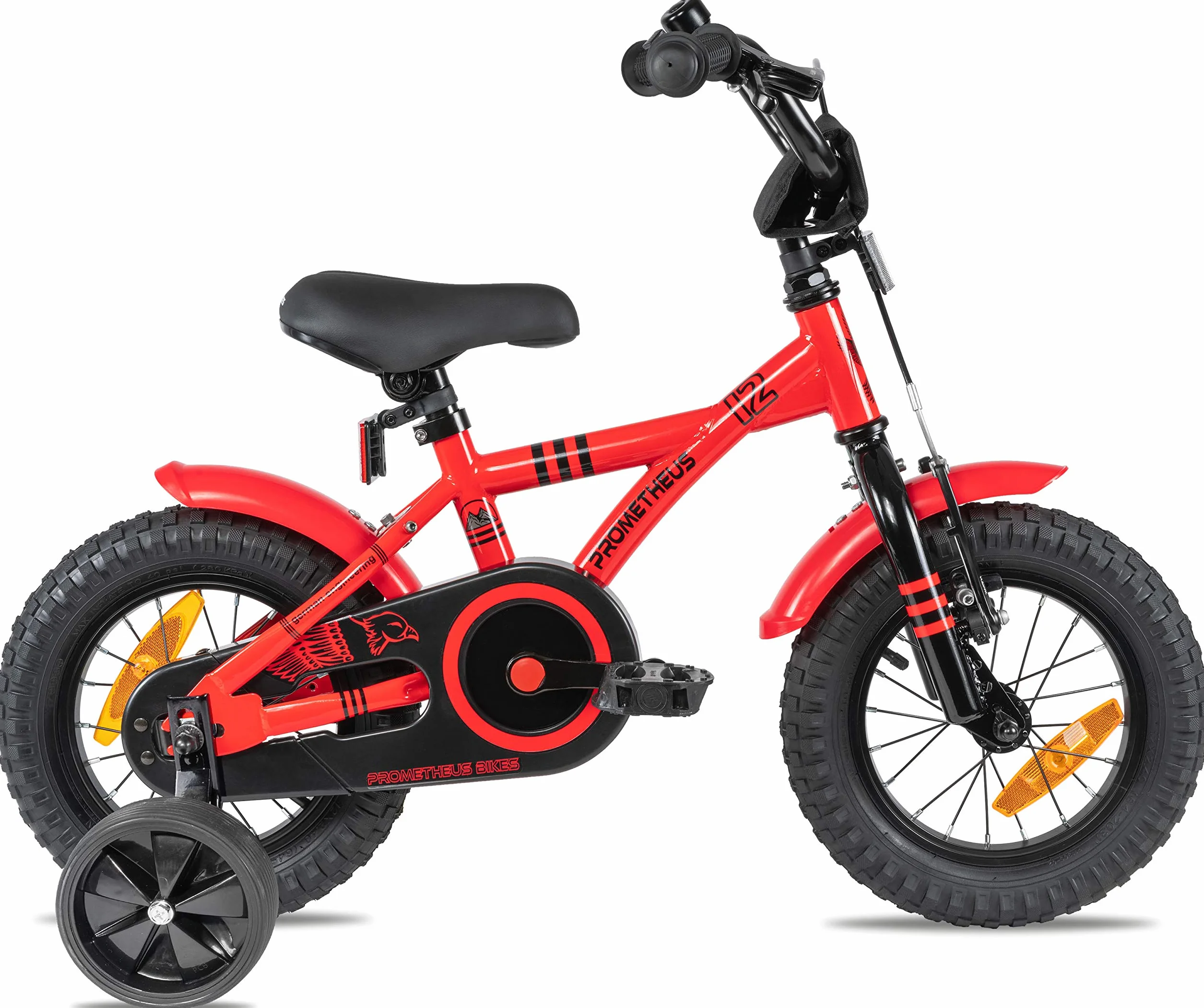 Prometheus rower dziecięcy, 12", dla chłopców i dziewcząt w wieku od 3 lat, model BMX, model 2021, czerwono-czarny