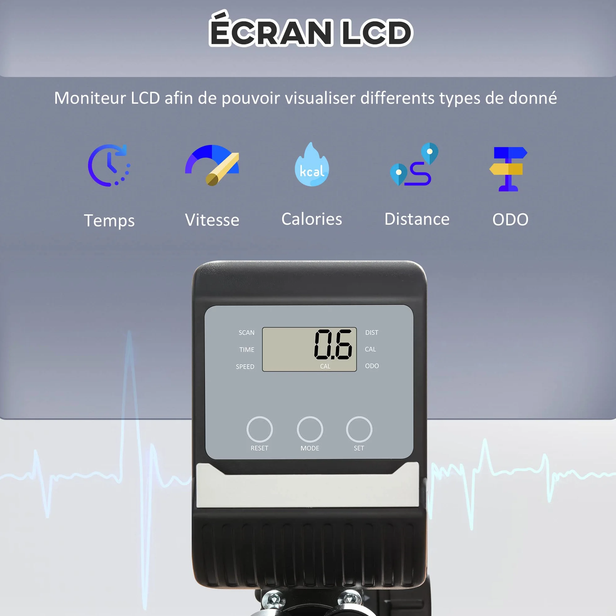 HOMCOM Rower treningowy magnetyczny półwydłużony wyświetlacz LCD regulowane siodełko stal czarna