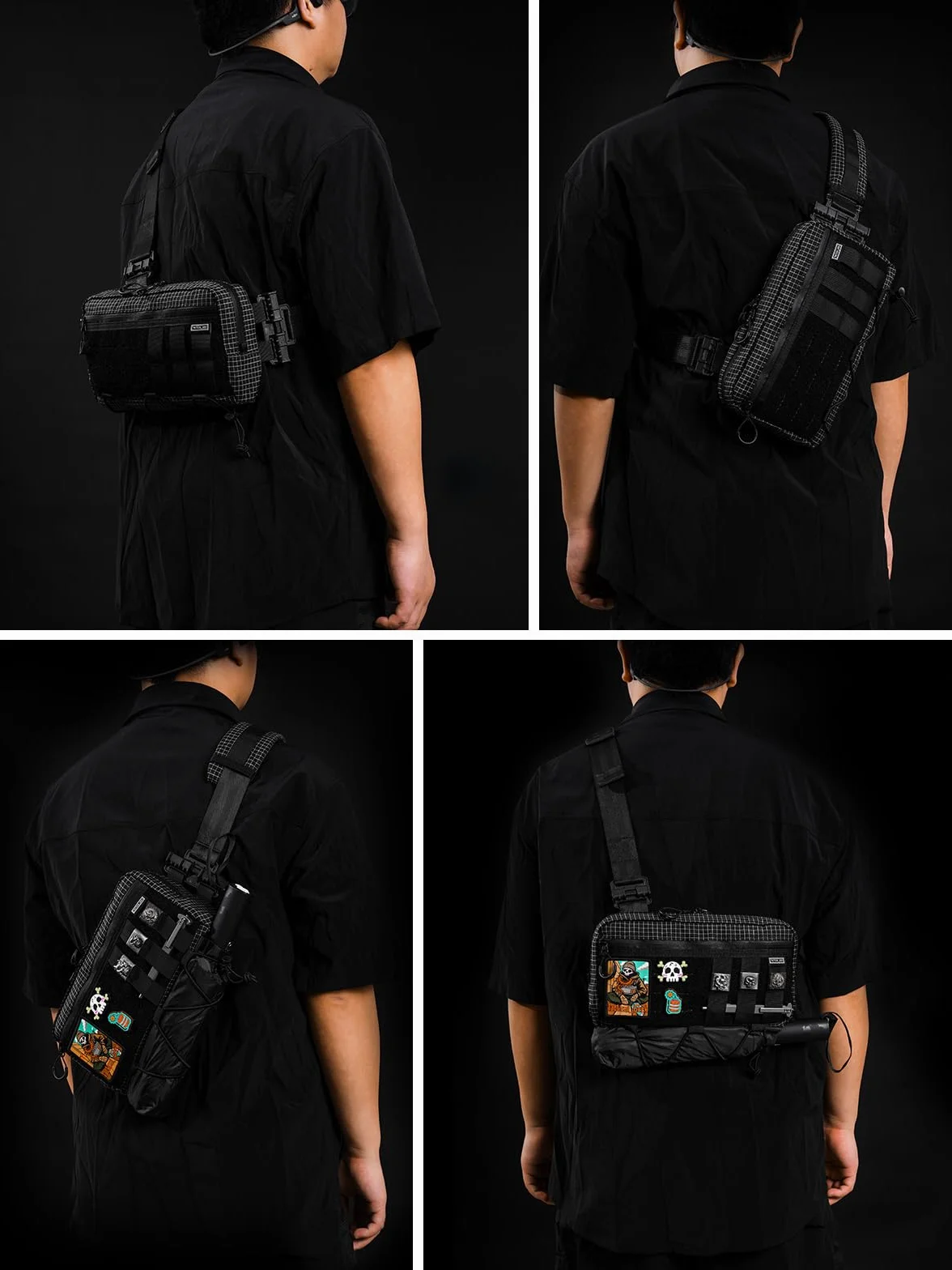 TACTICAL_GEEK Cache L3 EDC lekka torba na klatkę piersiową dla mężczyzn i kobiet, kompaktowa torba na brzuch, regulowany pasek na ramię, torba na ramię, torba na klatkę piersiową, na podróż, do szkoły