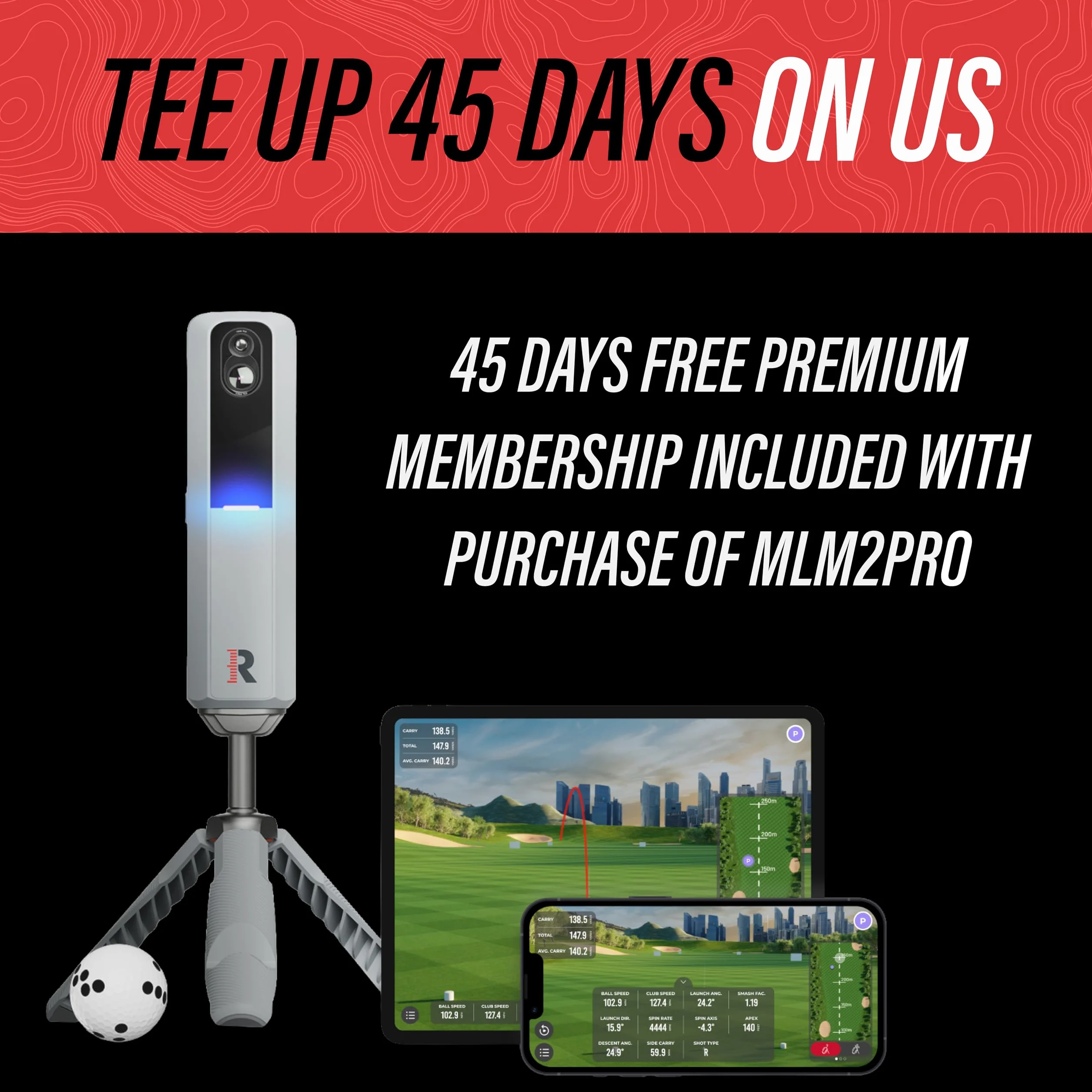 Rapsodo MLM2PRO mobilny monitor uruchamiania + symulator golfa