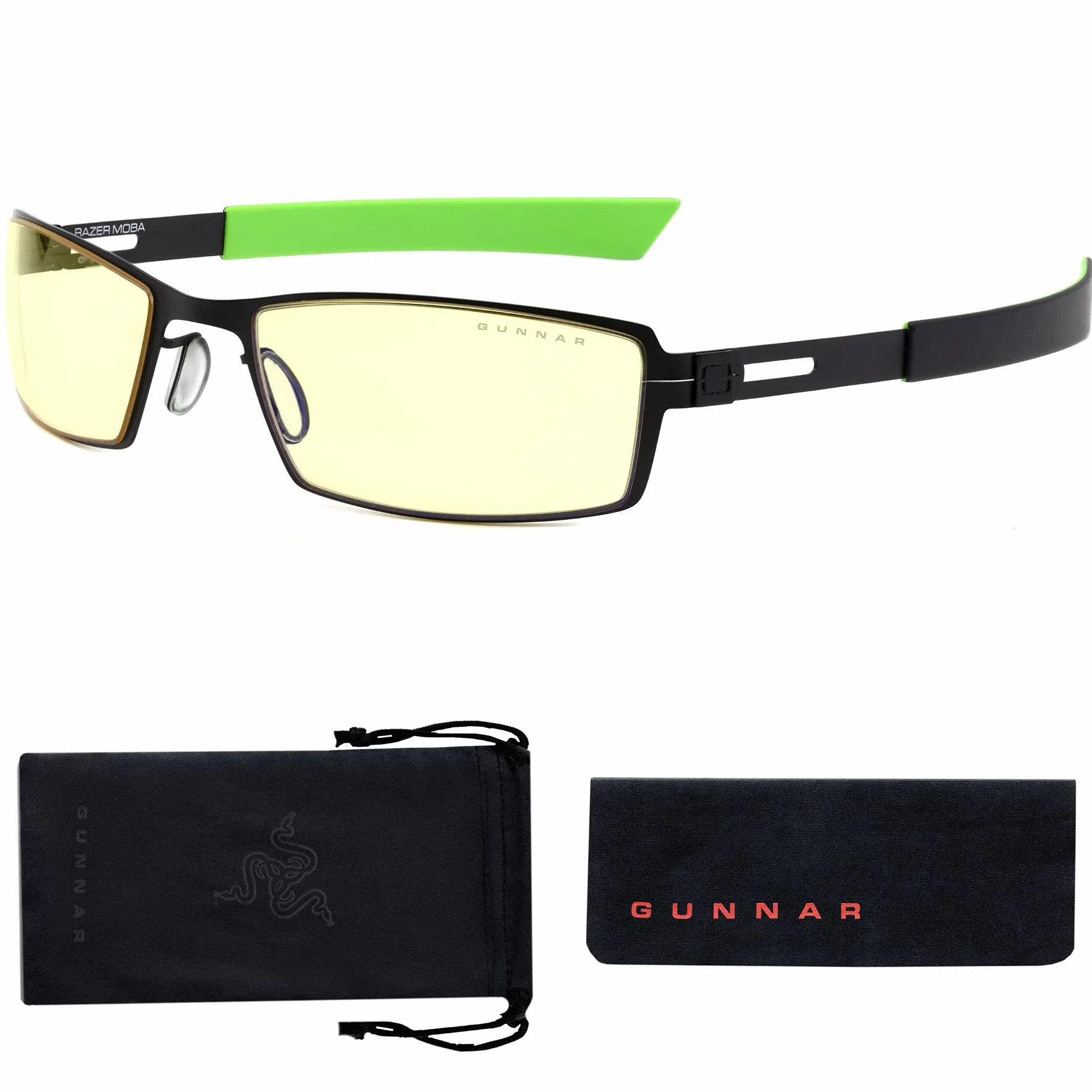 GUNNAR Okulary z Filtrem światła Niebieskiego|do gier dla dzieci age 8-12|Razer FPS Mini Onyx Acid Frame Amber Tint |65% Ochrona przed niebieskim światłem Gaming Glasses