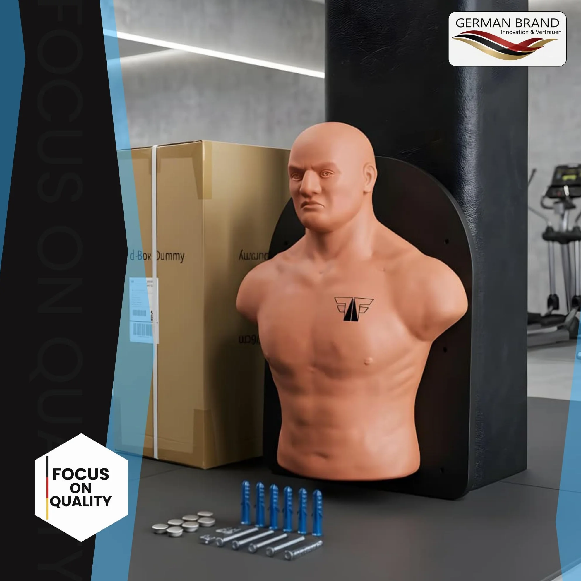 FOX-FIGHT Wand Box Dummy | nakładka na ścianę Punching Manekin bokserski Boxing Man Manekin treningowy (naturalny)