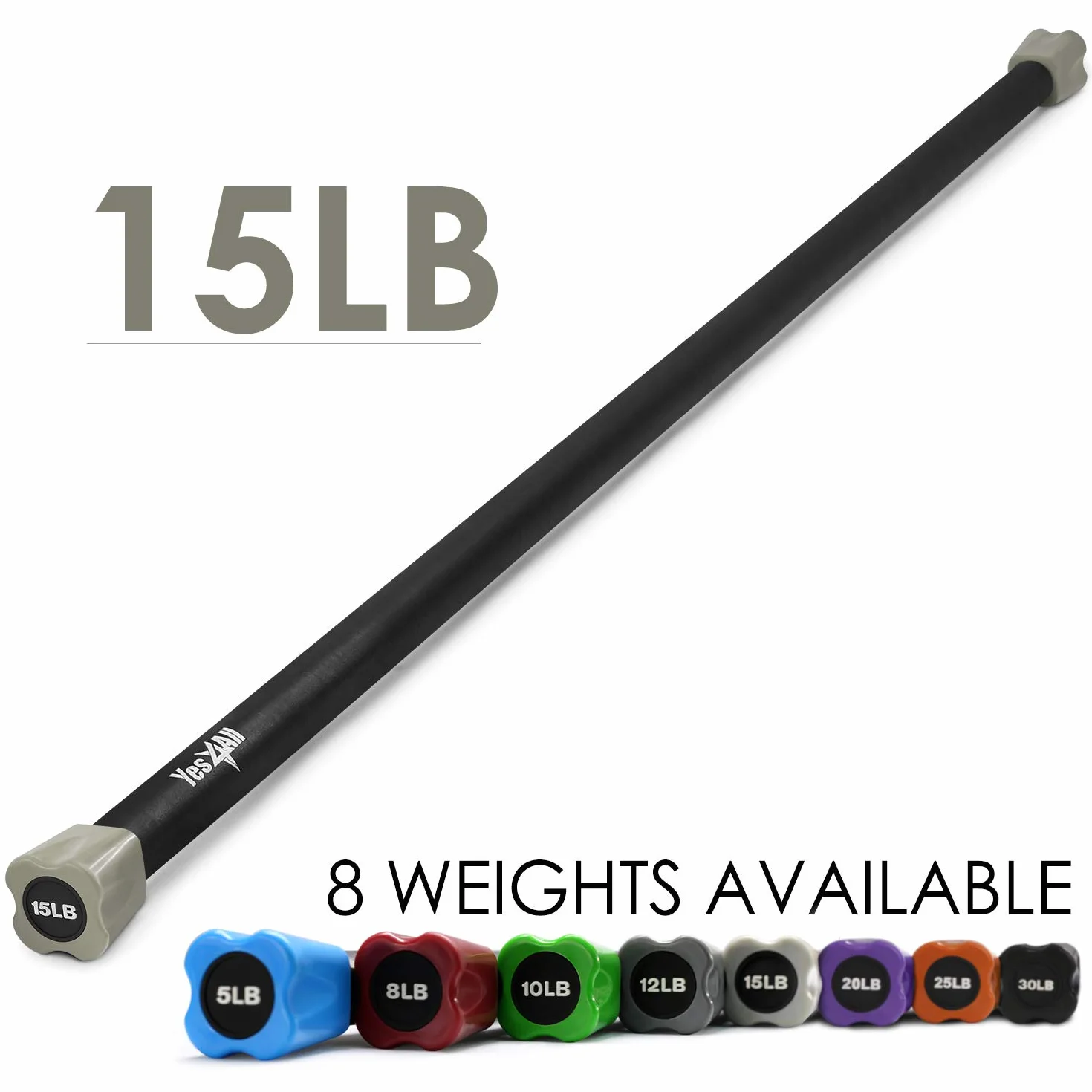 Yes4All Total Body Workout Weighted Bar/Weighted Workout Bar - doskonały do terapii fizycznej, aerobiku i jogi - ciężki bar