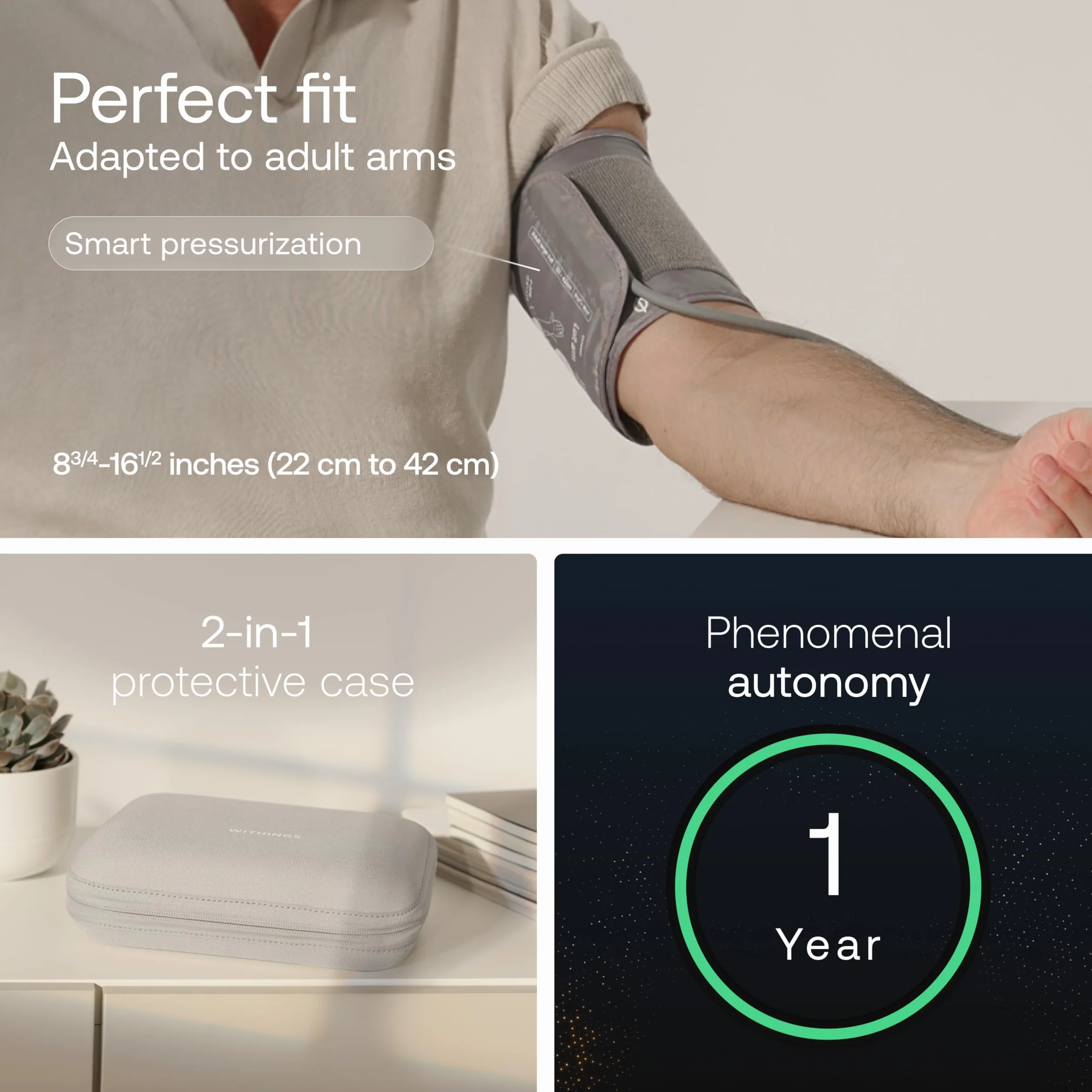 Withings BPM Vision- Inteligentny Naramienny Ciśnieniomierz | Dokładne Pomiary Skurczowe i Rozkurczowe |Wykrywanie Migotania Przedsionków | Urządzenie do Monitorowania Serca EKG | iOS i Android