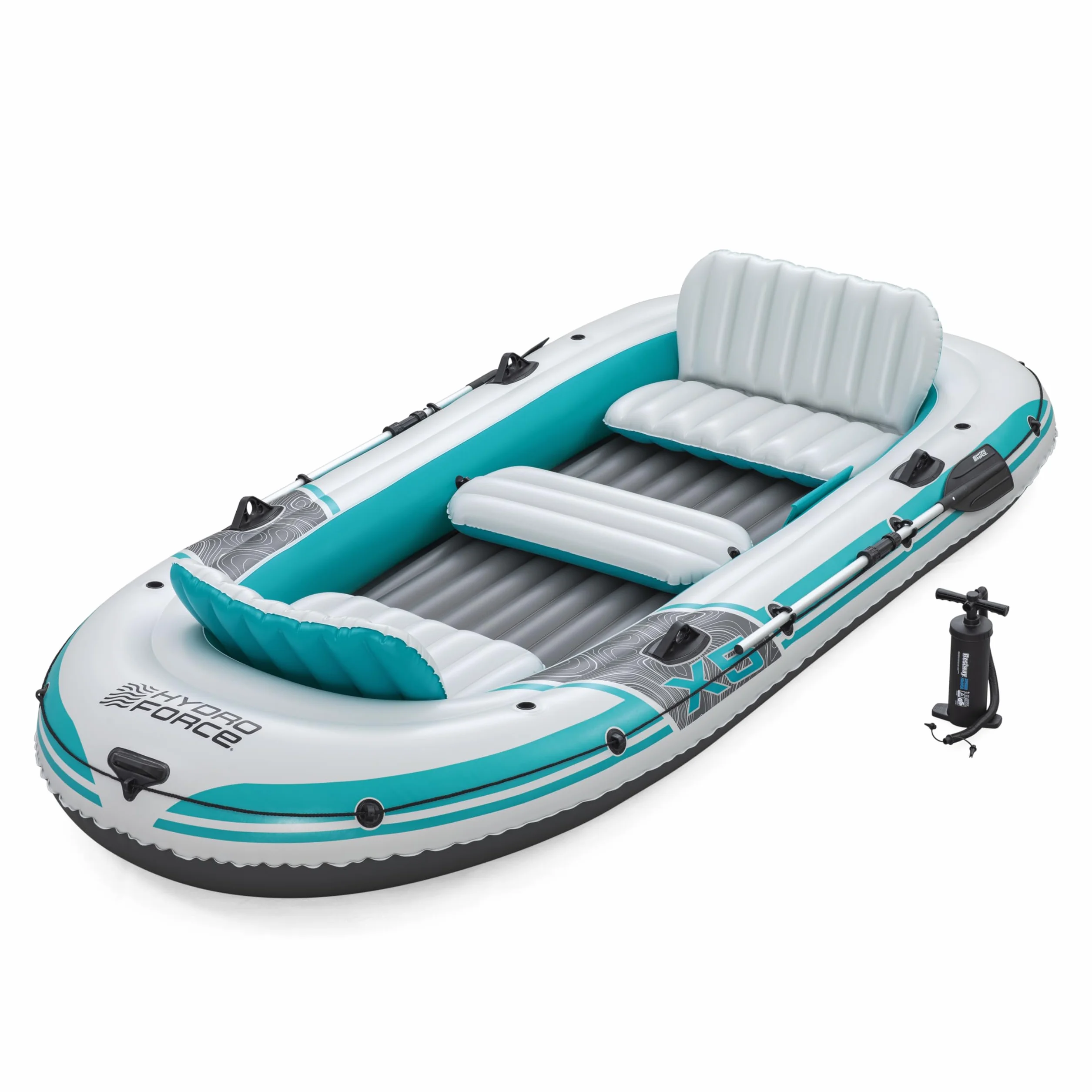 Bestway Hydro-Force Adventure Elite X5 nadmuchiwana tratwa 5-osobowa z pompką, wiosłami, siedzeniami