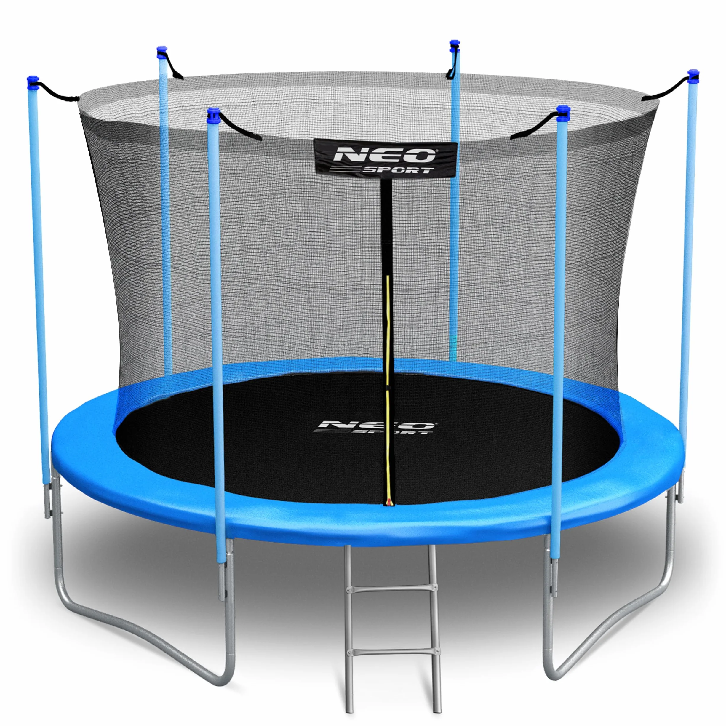 Neo-Sport Trampolina Ogrodowa Trampolina Dla Dzieci Z Siatką Wewnętrzną i Drabinką 252 cm 8 ft Niebieski Czarny