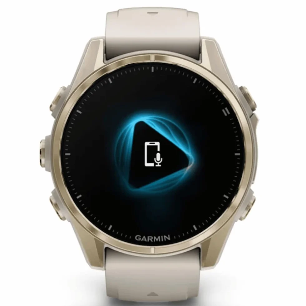 GARMIN FENIX 8-43 mm, AMOLED, SZAFIRA MIĘKKIE ZŁOTO Z SZARYM ŚMIGĄGŁYM/CIEMNYM PASEM SILIKONOWYM