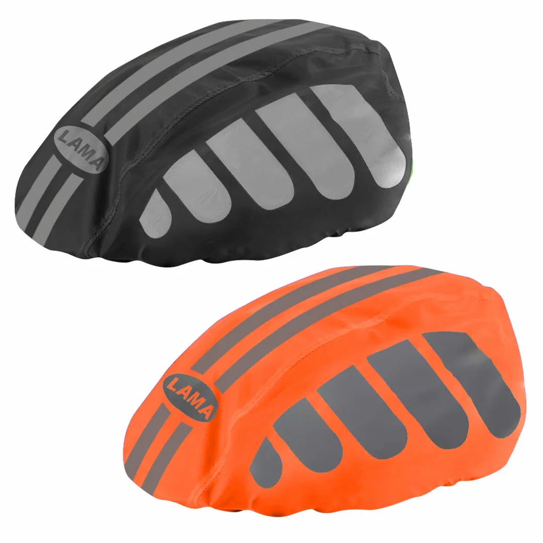 LAMA pokrowce na kask rowerowy, [2 szt.] Kask rowerowy o wysokiej widoczności Osłona przeciwdeszczowa z odblaskową listwą do wodoodpornego, wiatroodpornego, pyłoszczelna, pomarańczowa czarna