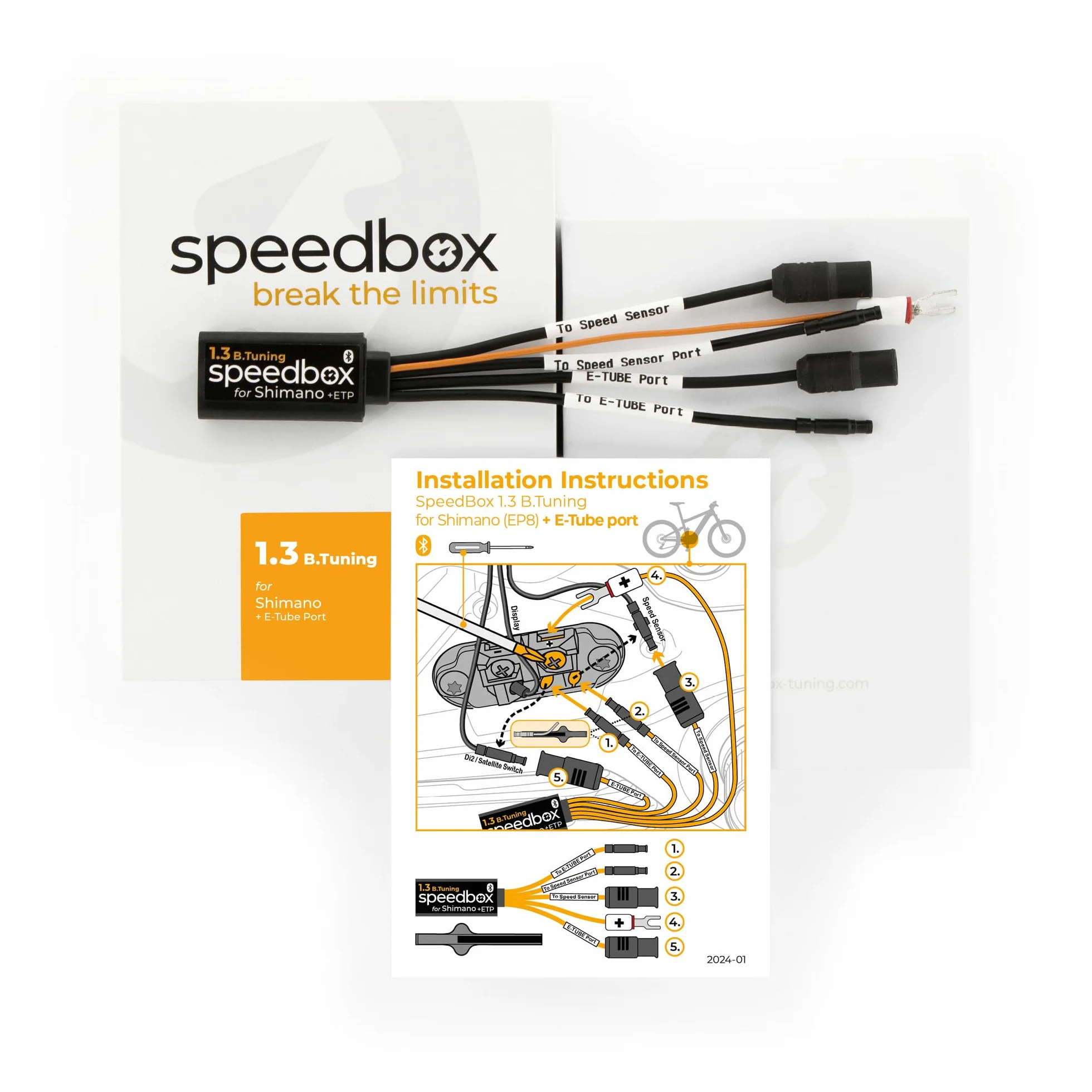 SpeedBox 1.3 B.Tuning (z Bluetooth) kompatybilny z Shimano EP8 / Chip tuningowy dla E-Bike z silnikami Shimano + E-Tube Port Di2 + System satelitarny/Aplikacja SpeedBox