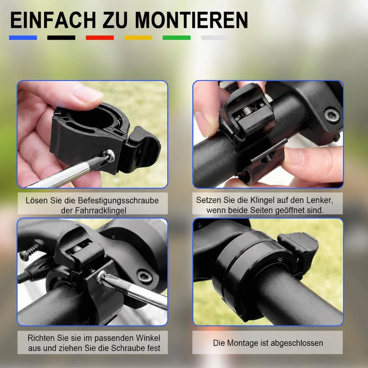 Dzwonek rowerowy do kierownicy 22 mm, głośny dzwonek rowerowy 85-95 dB, kompaktowy dzwonek rowerowy z ABS i stopu aluminium, dzwonek rowerowy do rowerów górskich, rowerów wyścigowych