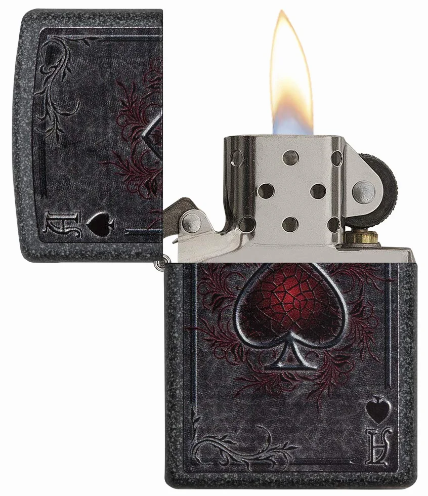 Zippo Zapalniczka Sztormowa, ze Wzorem Asa, w Optyce Metalicznego Kamienia, Kolorowy Motyw, z Możliwością Napełniania, Wielokrotnego Użytku, Made in USA