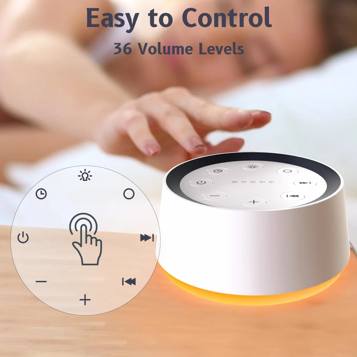 Maszyna dźwiękowa White Noise Machine z 30 kojącymi dźwiękami do spania, 12 kolorów, lampka nocna, wtyczka brązowa, maszyna do spania, funkcja pamięci, 36, poziom głośności 5, timer do domu