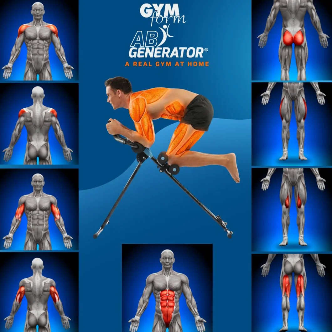 BEST DIRECT GYMFORM AB Generator, maszyna fitness + cardio, 5 poziomów, tonowanie brzucha, nogi, ramiona, komputer, dla kobiet i mężczyzn