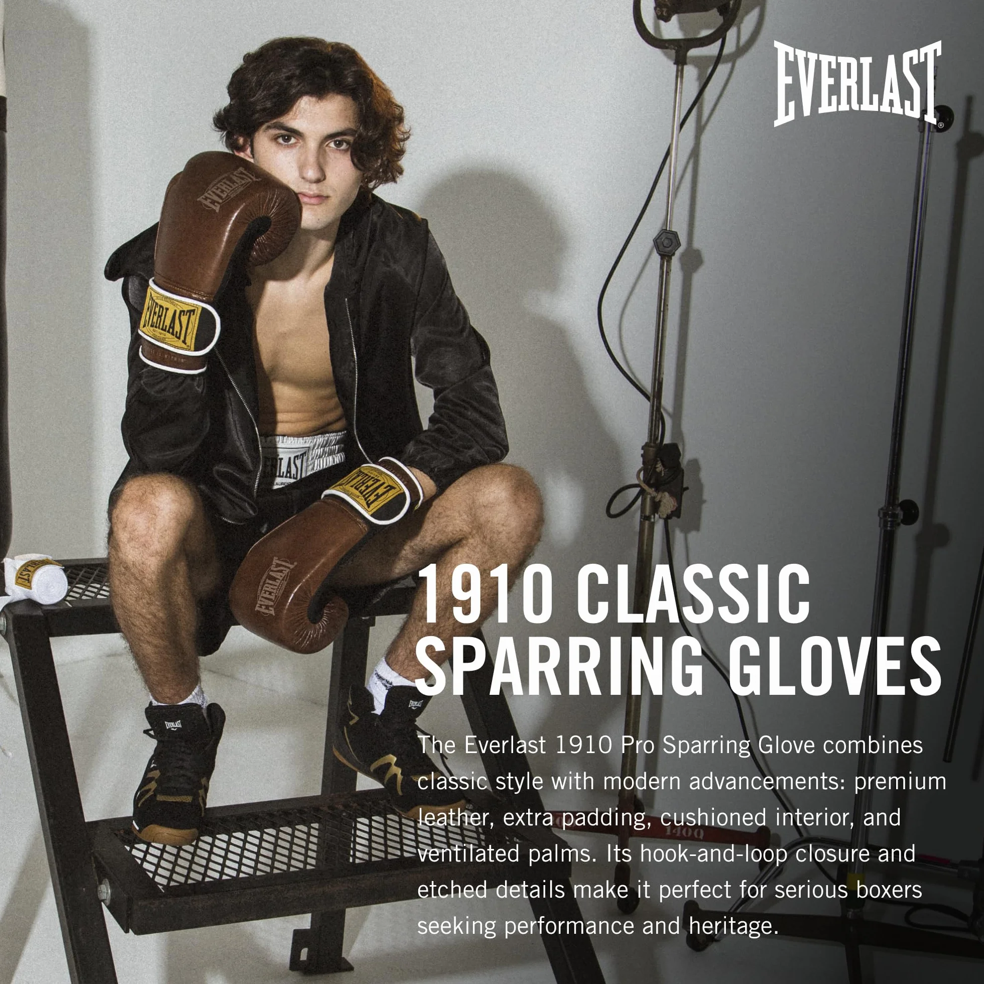 Everlast 1910 Rękawice bokserskie, zaawansowane rękawice dla mężczyzn i kobiet, haczyk i pętelka z potrójną pianką i podparciem nadgarstka, do zapobiegania urazom, trening ciężkich toreb i speedbagów