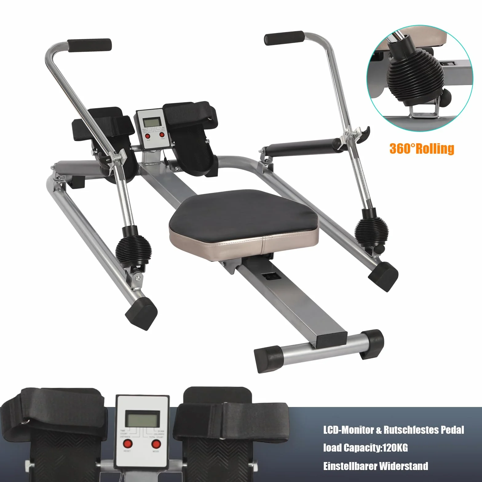 Wioślarstwo domowe urządzenie składane z monitorem LCD 360° wioślarstwo maszyna do siłowni domów firm klubów fitness sprzęt sportowy do domu