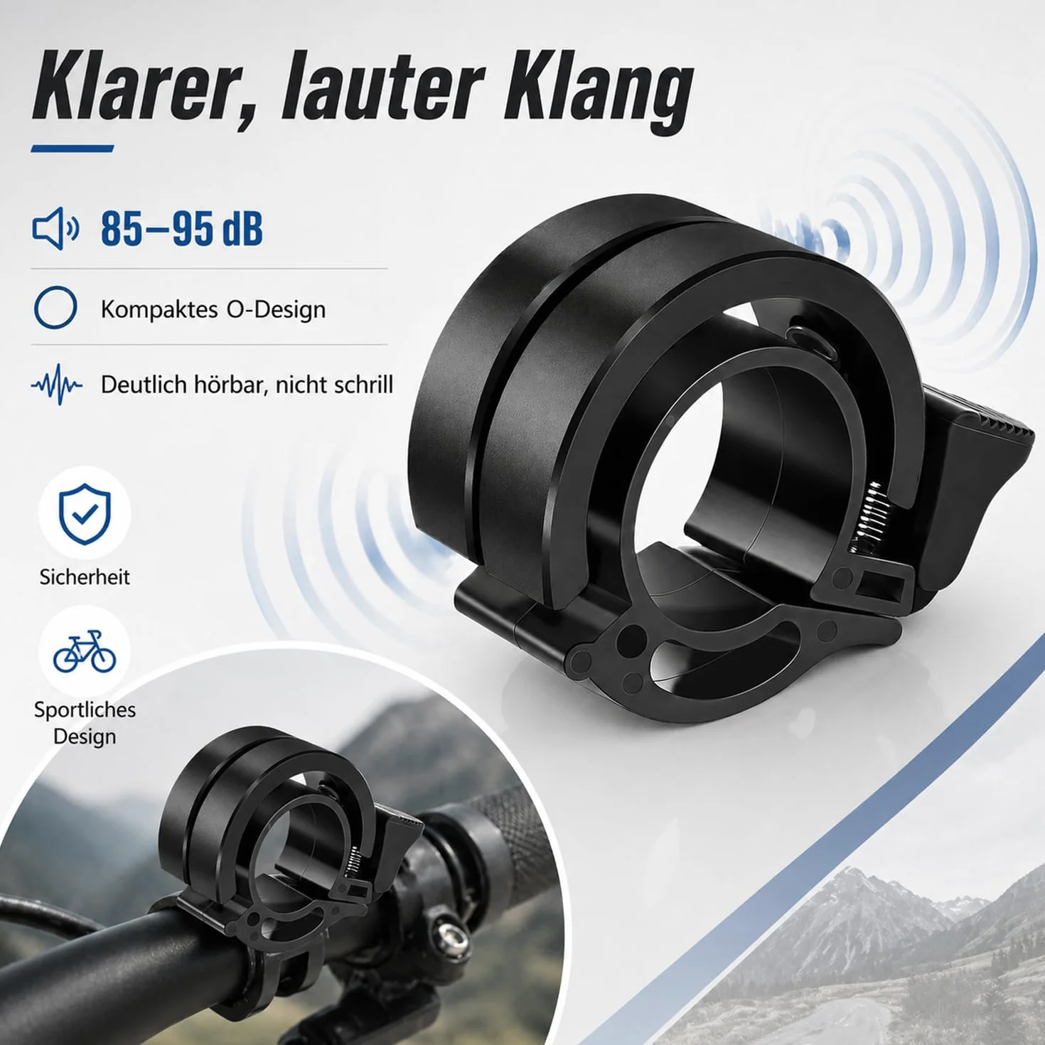 Dzwonek rowerowy do kierownicy 22 mm, głośny dzwonek rowerowy 85-95 dB, kompaktowy dzwonek rowerowy z ABS i stopu aluminium, dzwonek rowerowy do rowerów górskich, rowerów wyścigowych