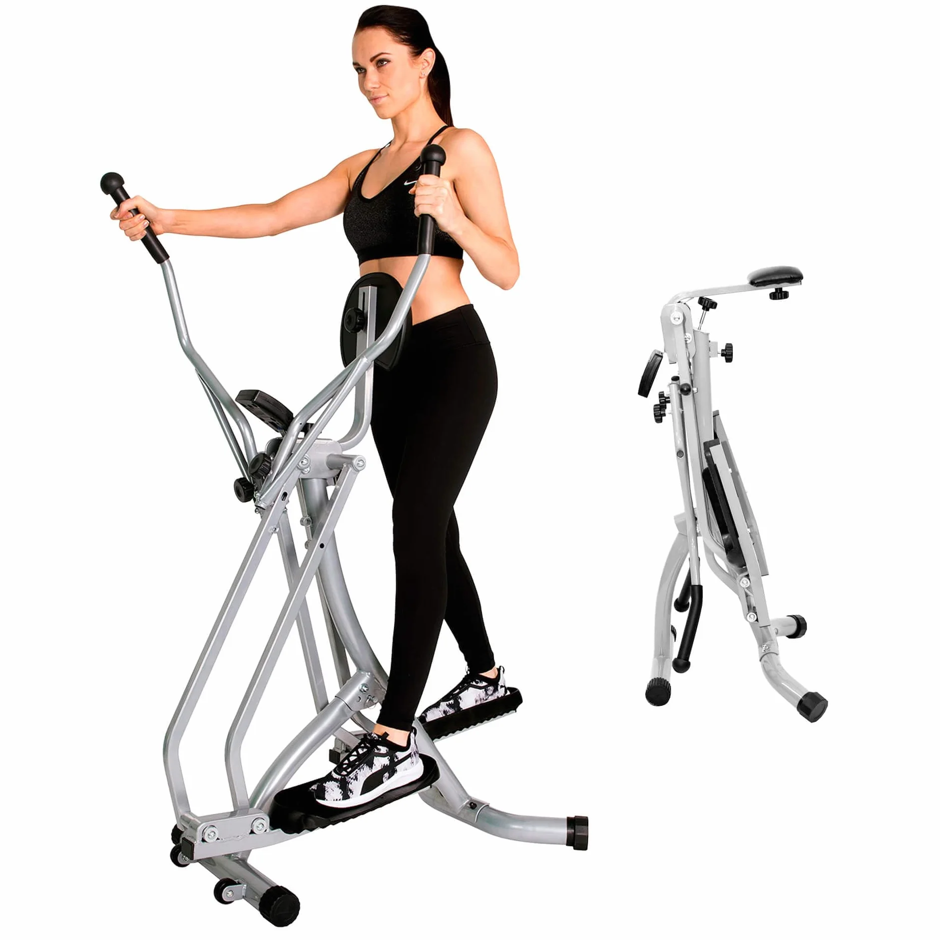 Christopeit Sport składany trenażer eliptyczny orbitrek stepper LCD do 100 kg