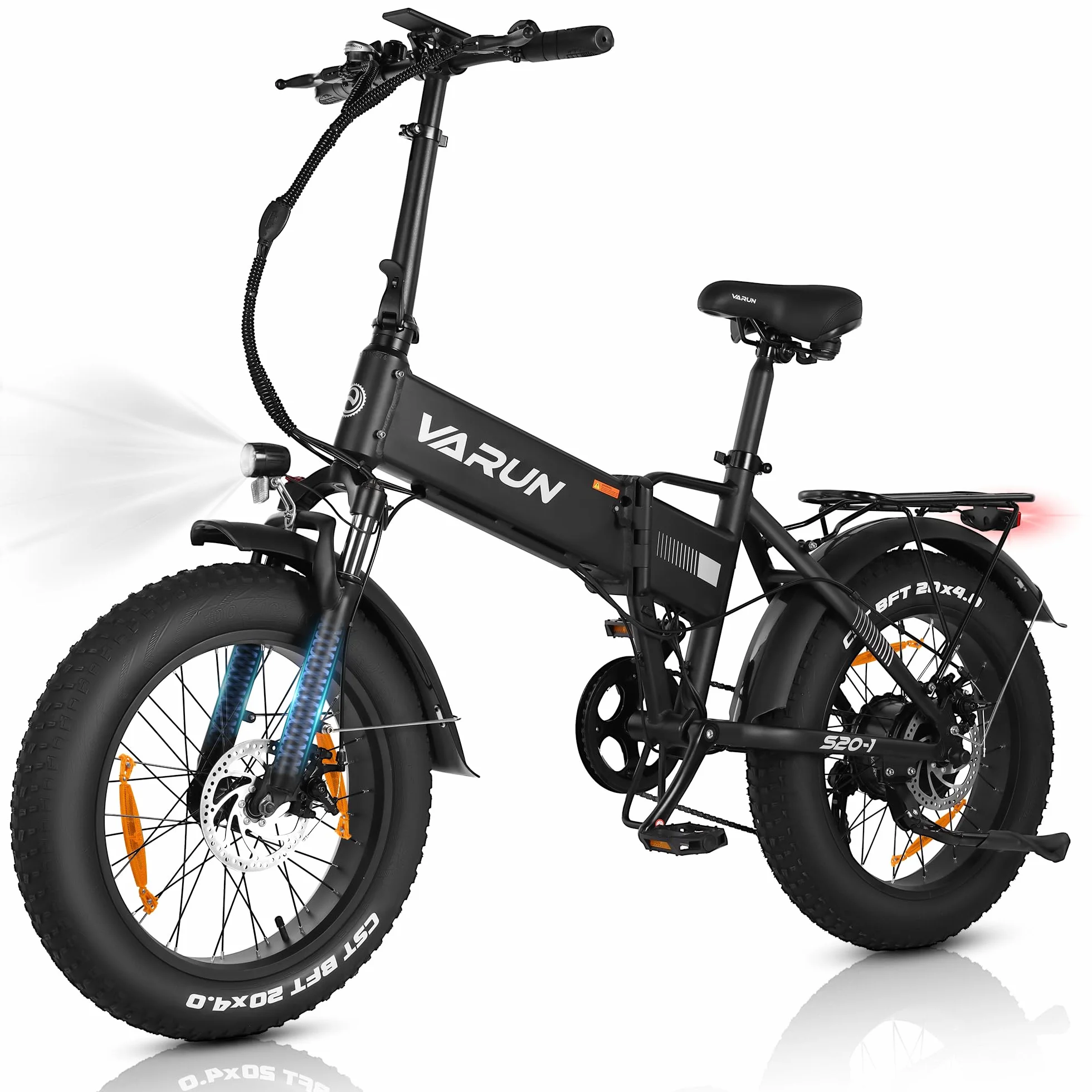 VARUN Rower Elektryczny 20x4.0 Fat Tire Składany 250W 48V 624Wh 7-Biegowy