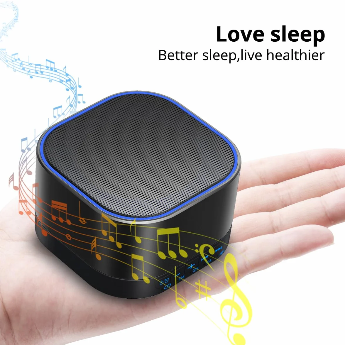 Magicteam Sound Machine White Noise Machine z 20 niezapętlającymi naturalnymi dźwiękami kojącymi i funkcją pamięci, 32 poziomy głośności, zasilany prądem zmiennym lub USB i timerem, terapia dźwiękiem