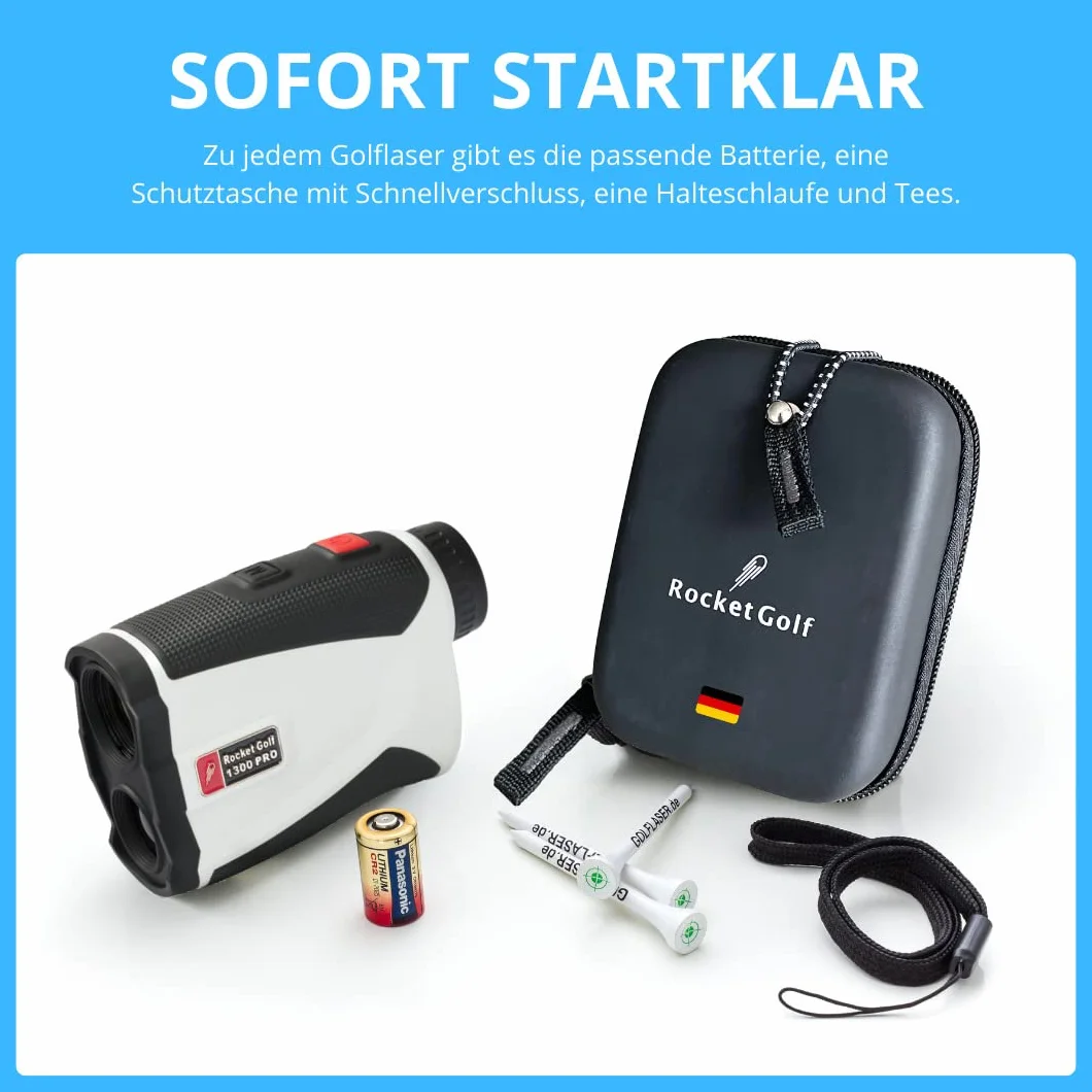 Birdie Pro White – dalmierz laserowy do golfa RocketGolf – 1300 m, FlagFinder, wibracje – wodoodporny, golf, polowanie, laser klasa 1