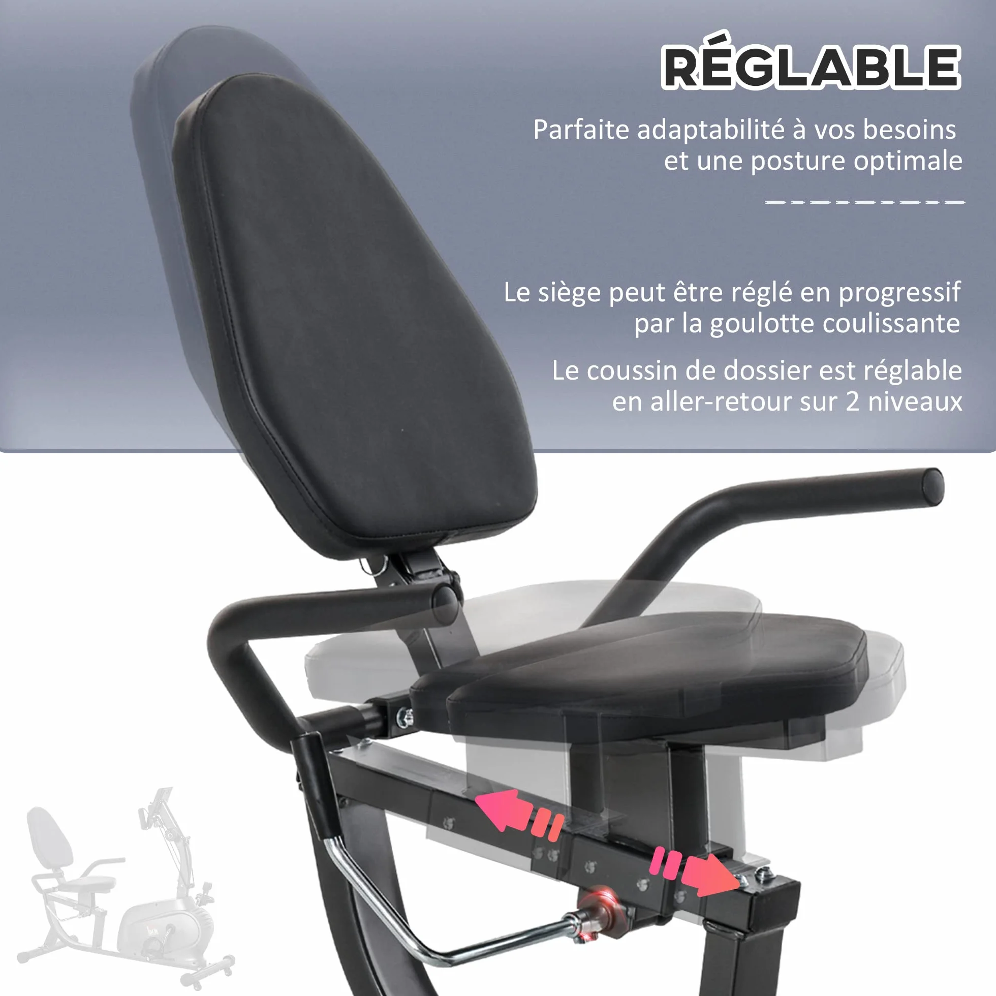 HOMCOM Rower treningowy magnetyczny półwydłużony wyświetlacz LCD regulowane siodełko stal czarna