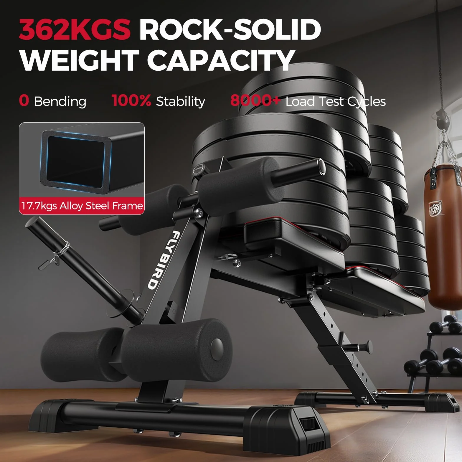 FLYBIRD Wielofunkcyjna ławka treningowa regulowana składana z przedłużeniem nóg, podkładką Preacher Curl, nośność 360 kg