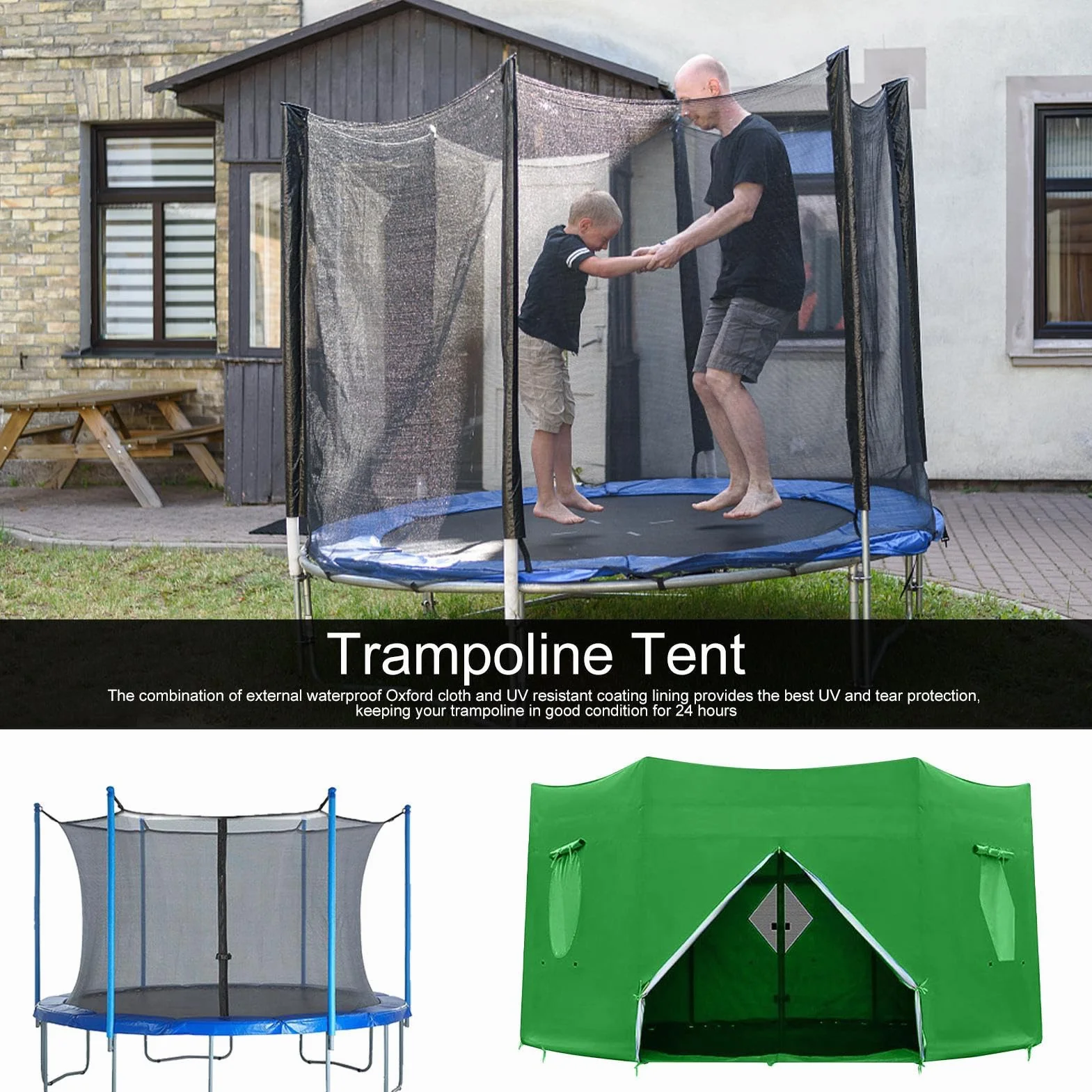 Zadaszenie Do Trampoliny Ochrona UV 1.8m 2.3.7m 4 Słupki