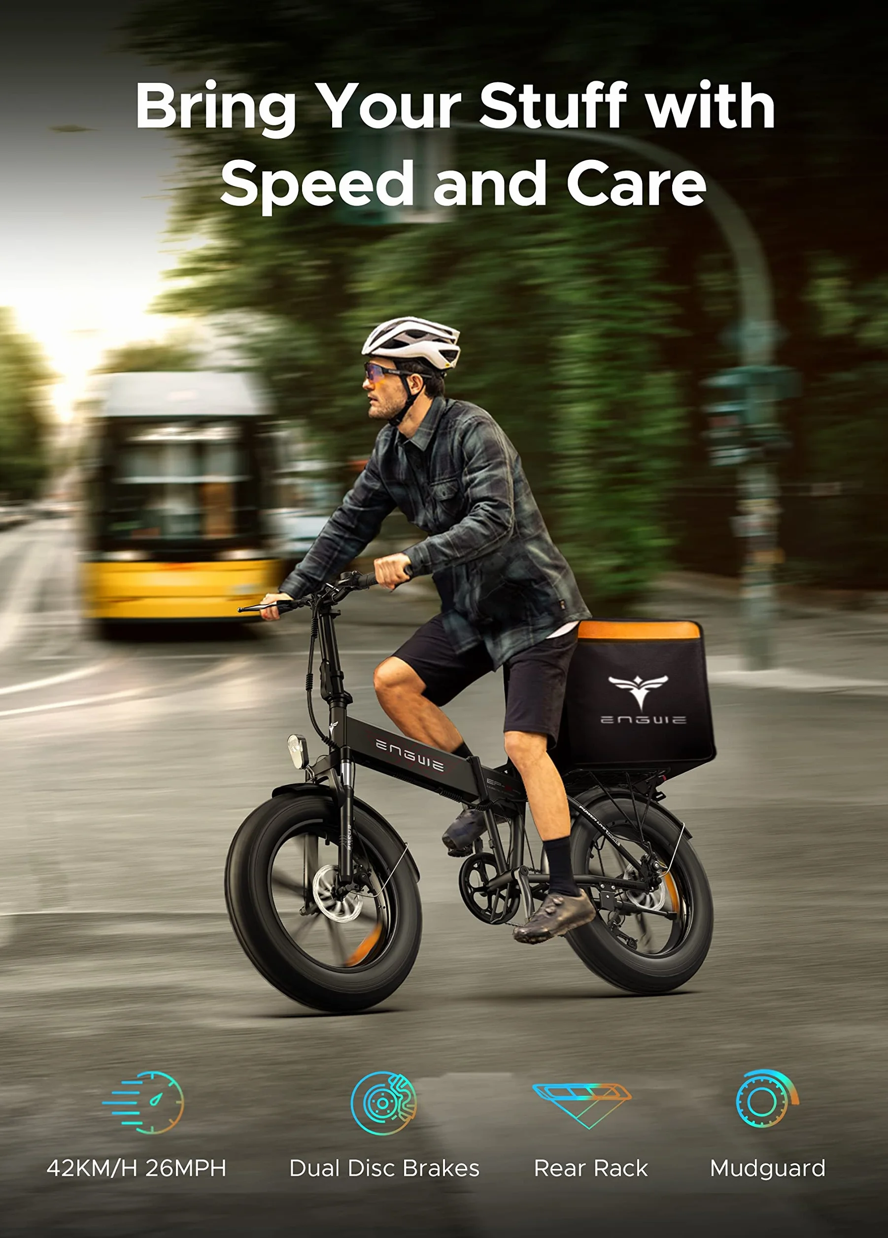 ENGWE EP-2 Pro Rower Elektryczny Składany E-bike 20''×4.0 Gruby Opona 48V 13Ah 120KM 7-Biegowy