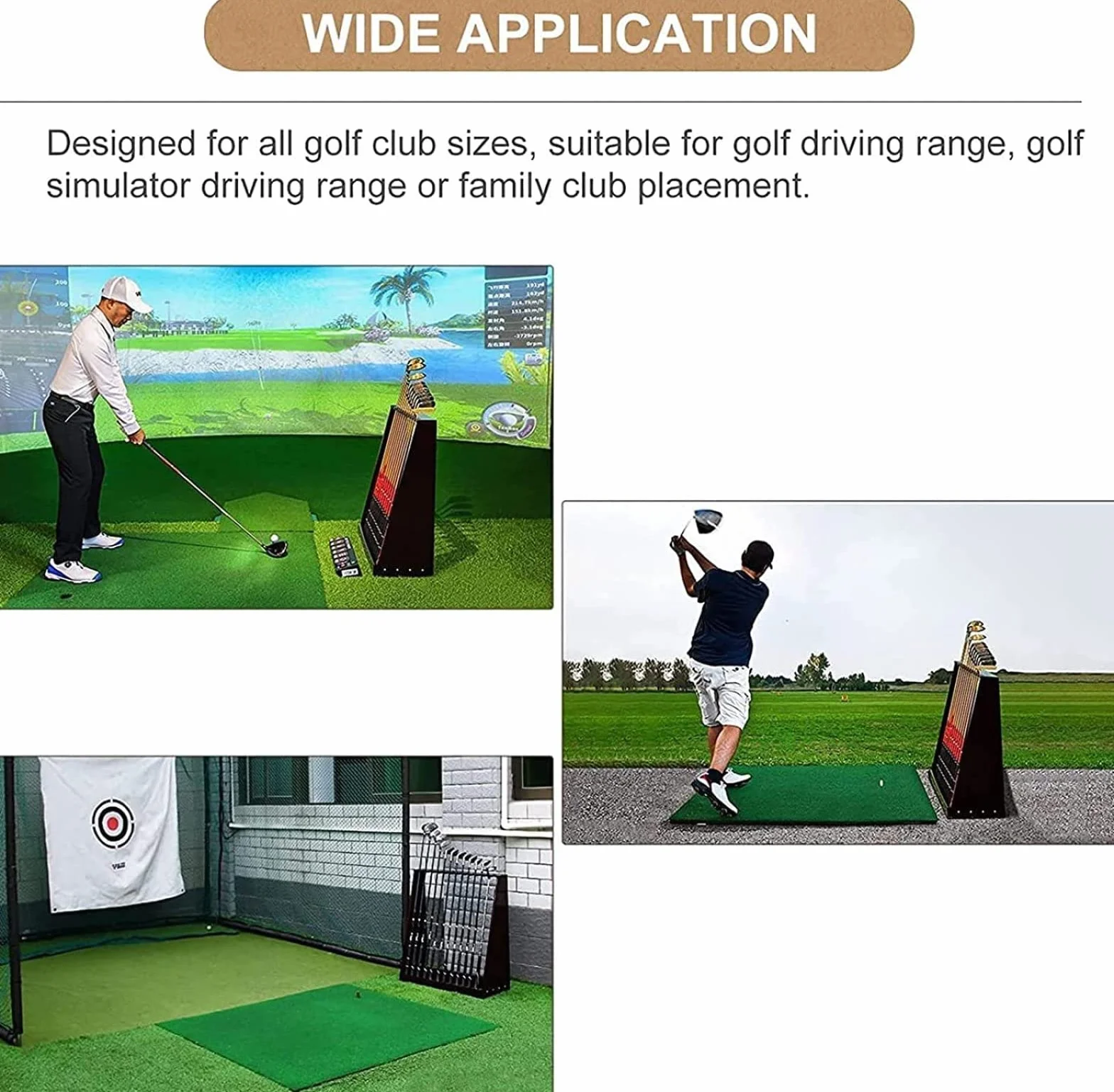 Drewniany stojak na kije golfowe, stojak na kije golfowe, organizer do klubów golfowych, 13 otworów, stojak na kije golfowe, wewnętrzny stojak ekspozycyjny, zewnętrzny kij golfowy, stojak na kije golfowe, uchwyt na kij golfowy