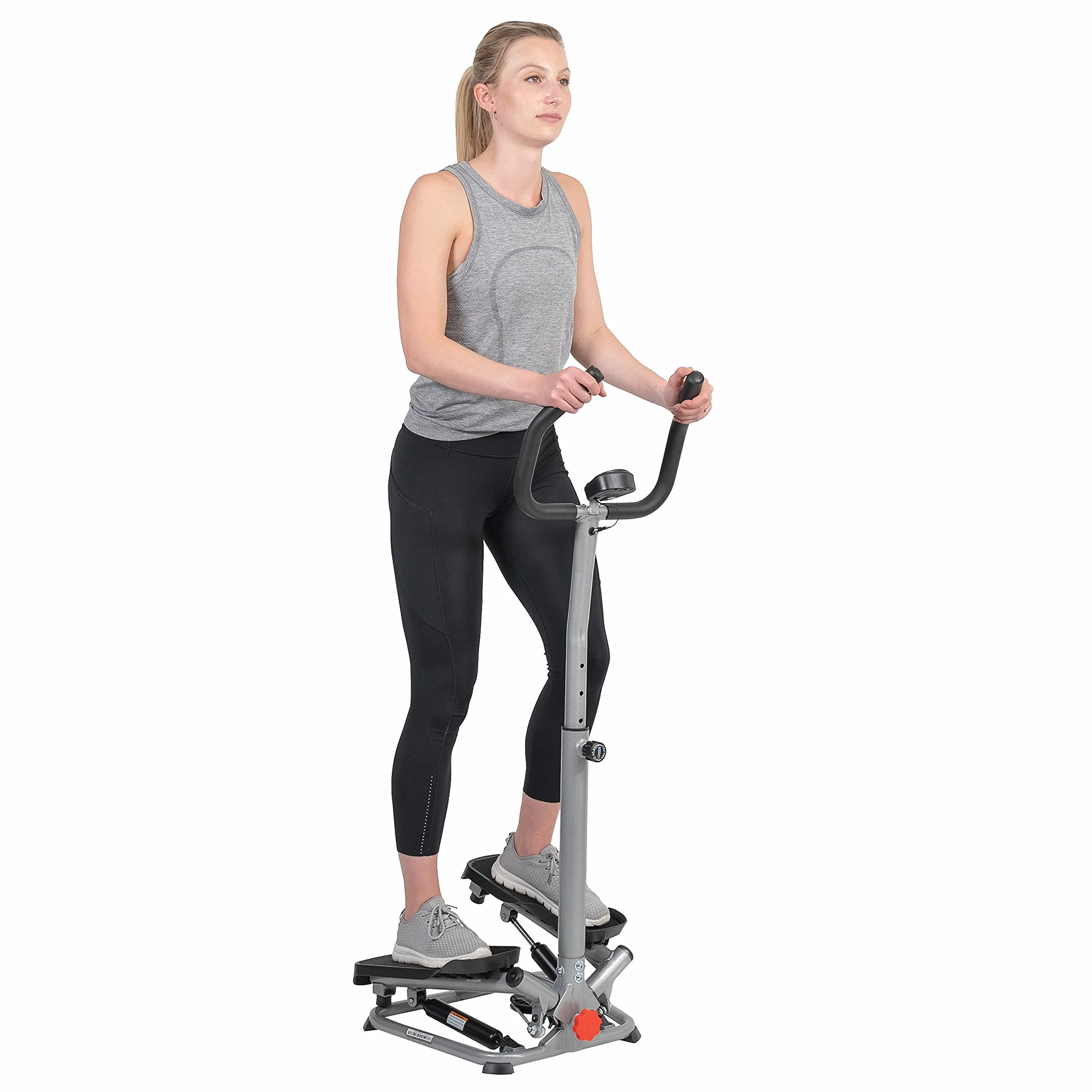 Sunny Health and Fitness Twister Stepper Machine, Stepper z regulacją wysokości, Ćwiczenia na schodach z uchwytami i monitorem LCD, Sprzęt do ćwiczeń w domowej siłowni - SF-S020027