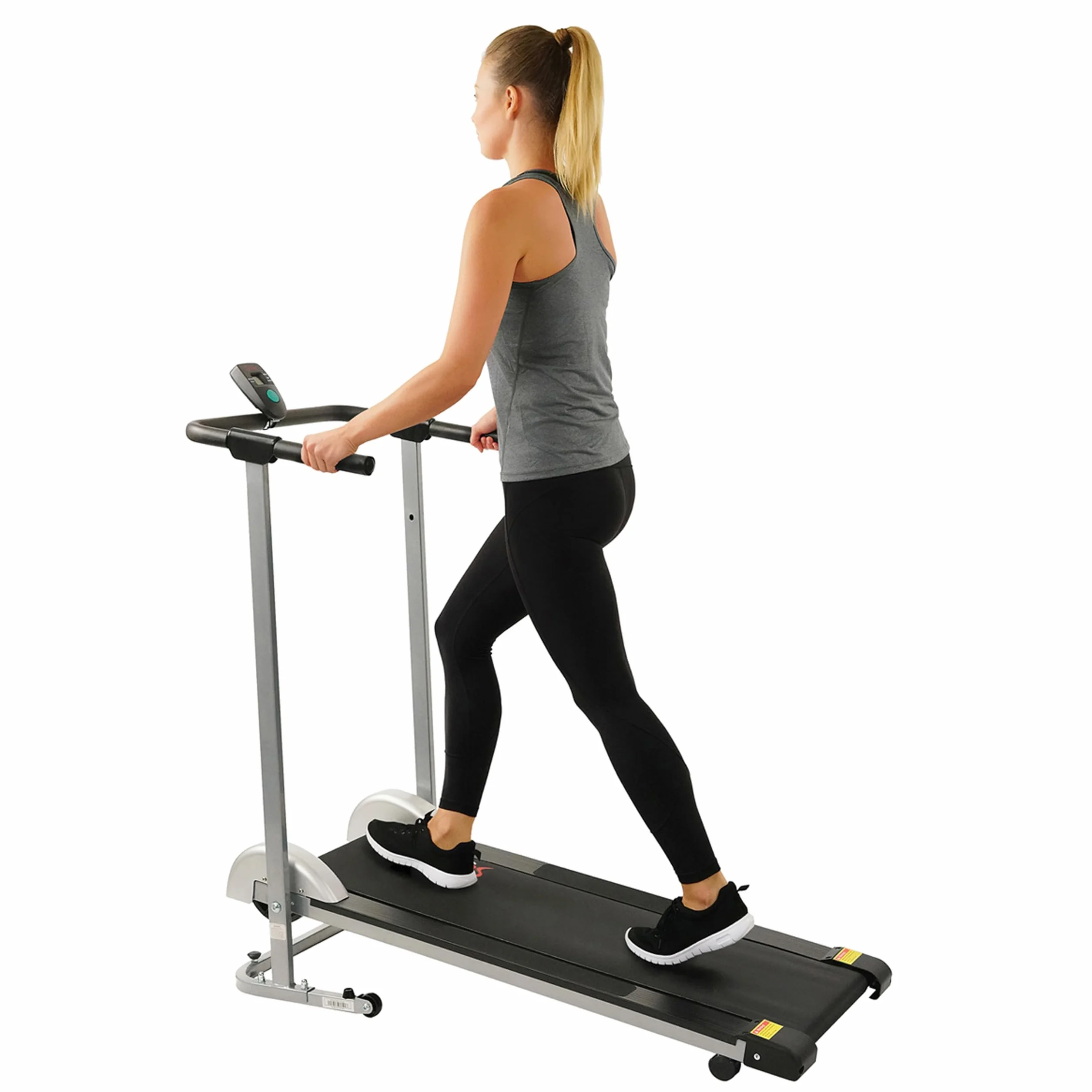 Sunny Health & Fitness SF-T1407M Foldable Treadmill Manual Compact Walking Running Machine Cardio Home Exercise
