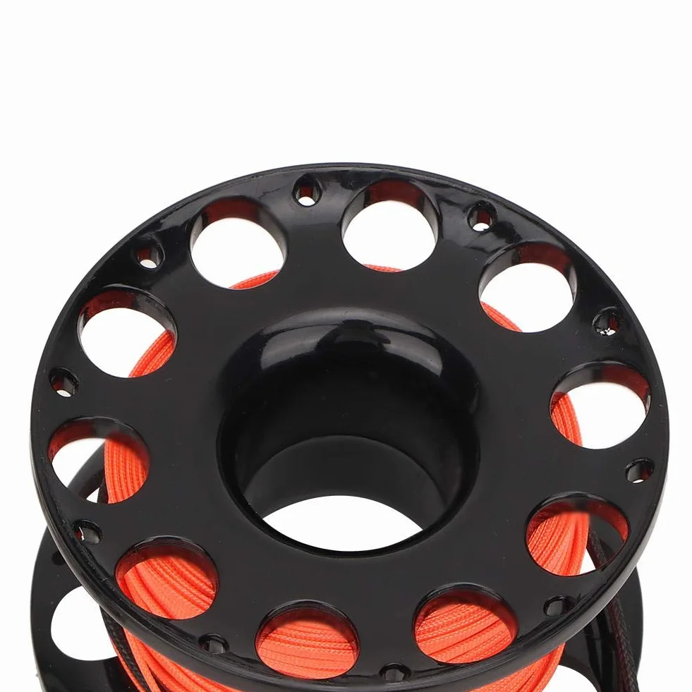Finger Reel, szpula do nurkowania, z tworzywa sztucznego, mini szpula do nurkowania z podwójnym karabińczykiem, szpula, 30 m, do nurkowania, nurkowania pod wodą (czarna)