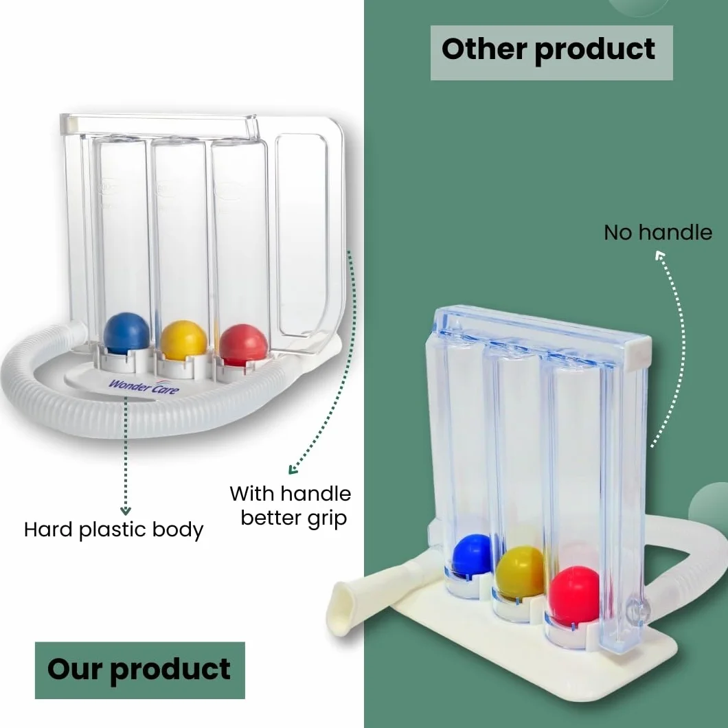 Wonder Care - 3 kulki motywacyjny spirometr | Ćwiczenie płuc głębokiego oddychania | zmywalne i higieniczne