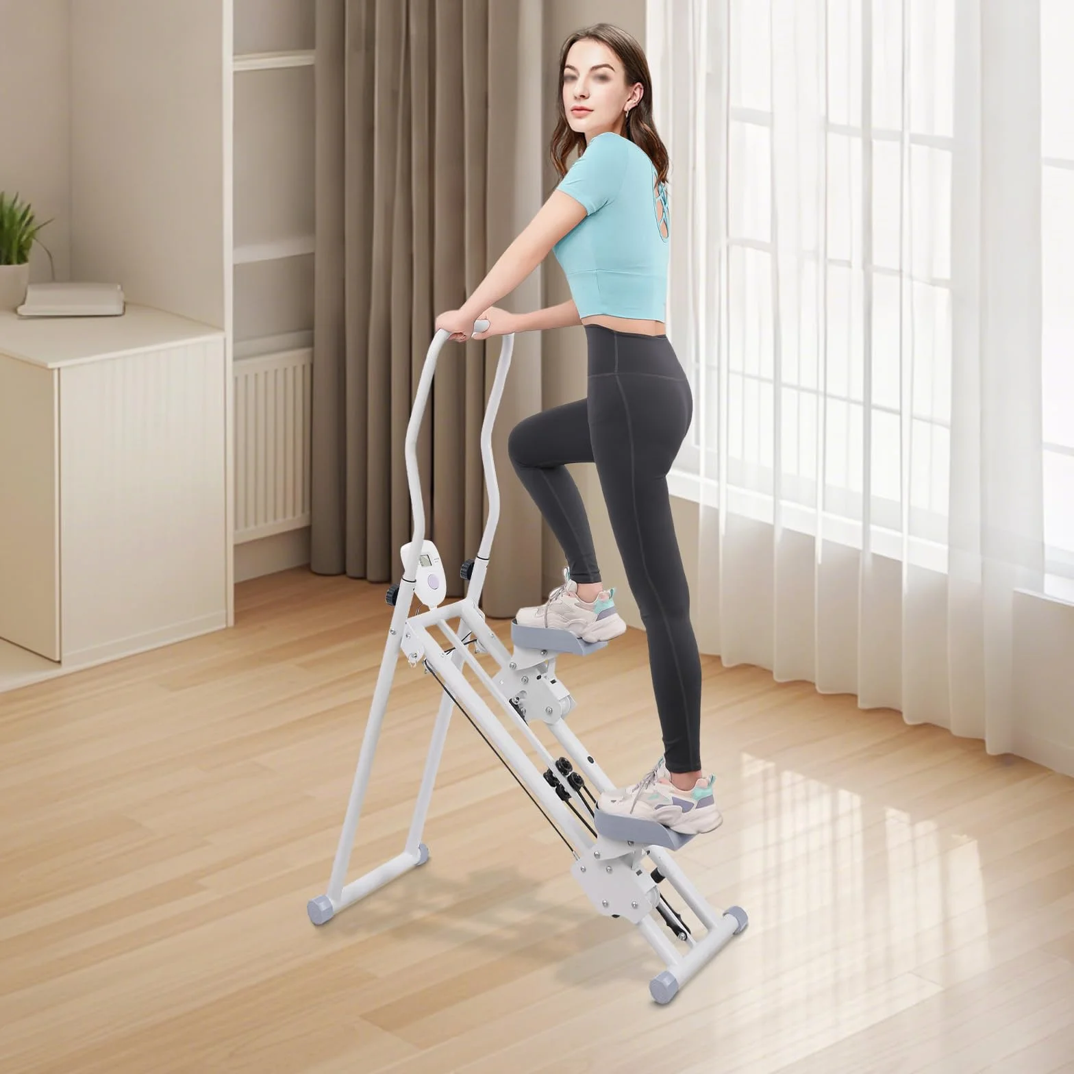 Przenośny orbitrek stepper składany z regulacją wysokości, ekran LCD, obciążenie 150 kg
