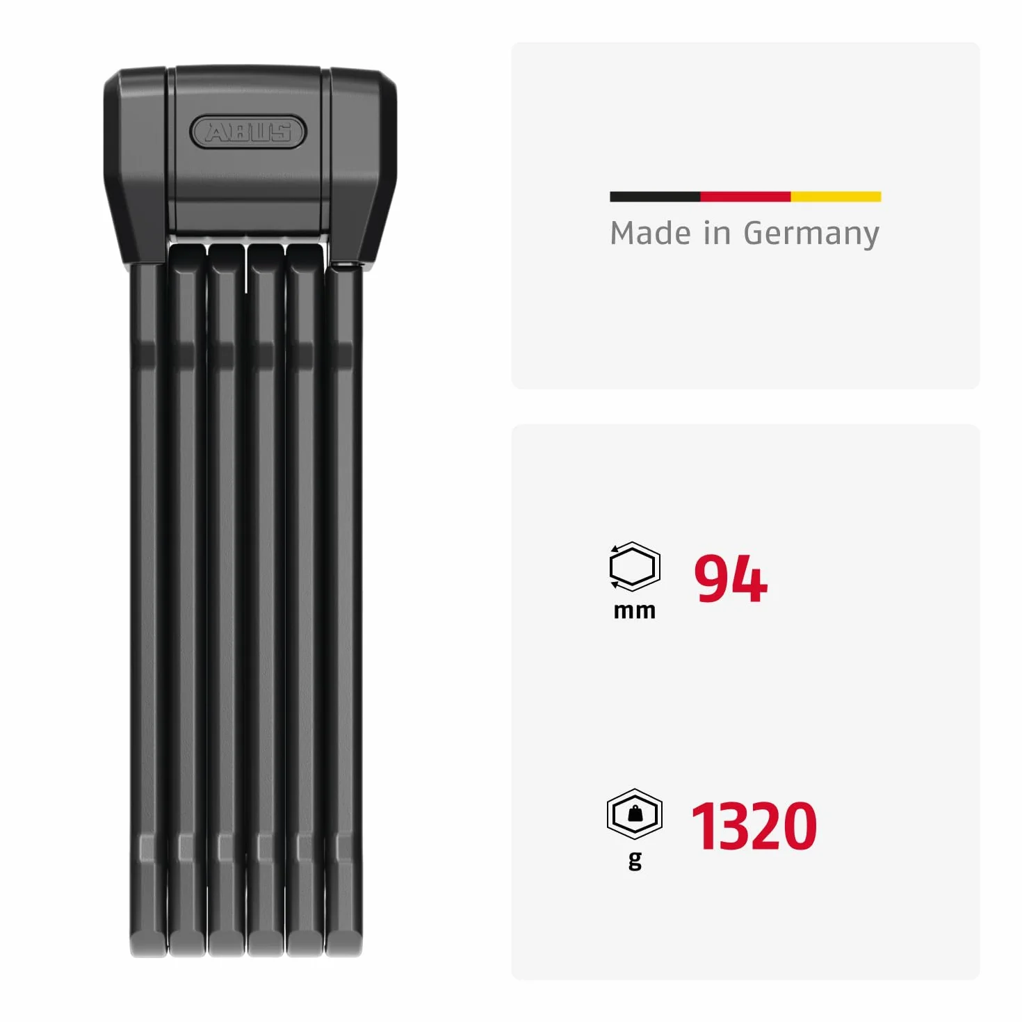 ABUS Bordo 6200K 90 SH składane zapięcie rowerowe 94 cm czarne