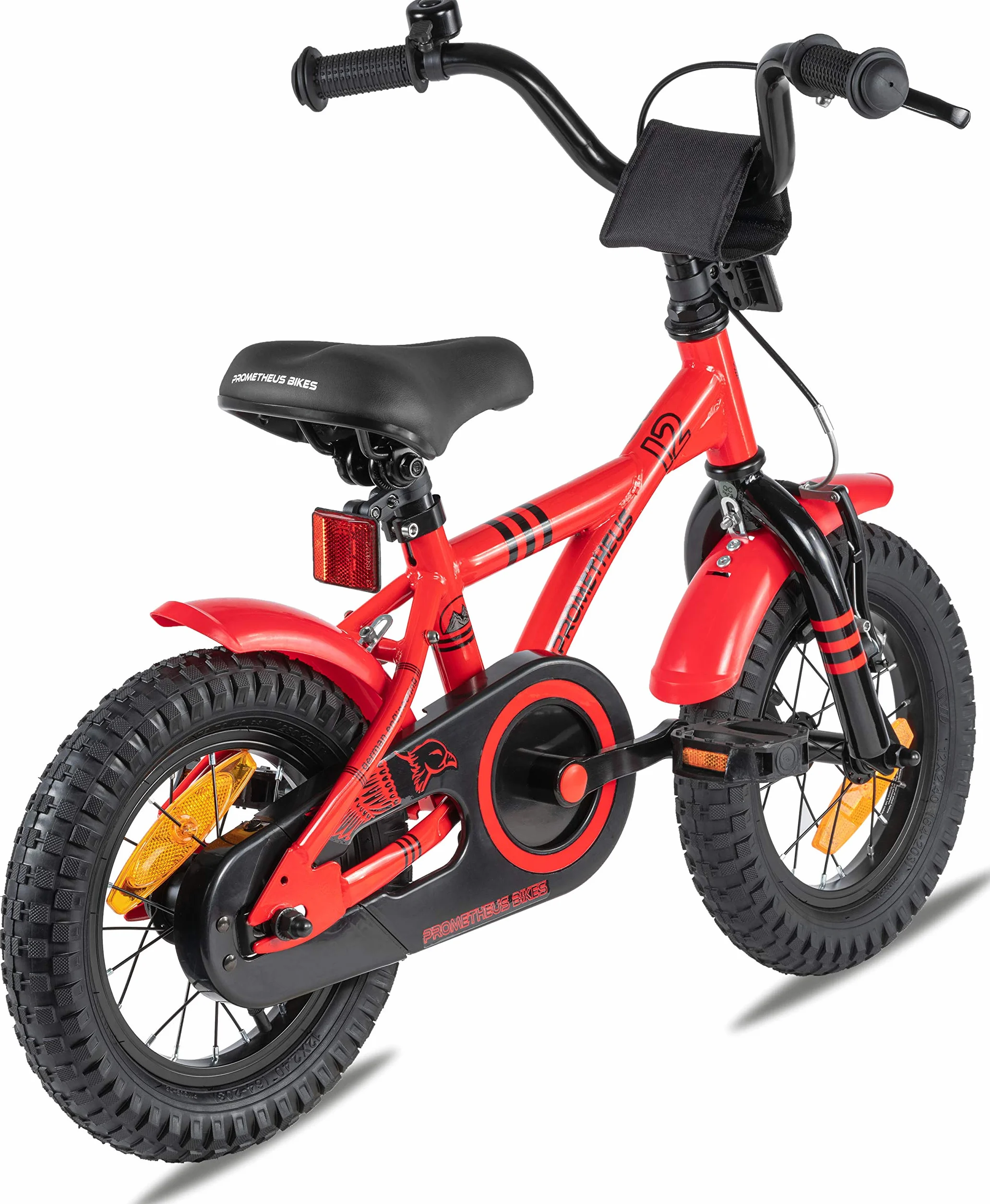 Prometheus rower dziecięcy, 12", dla chłopców i dziewcząt w wieku od 3 lat, model BMX, model 2021, czerwono-czarny