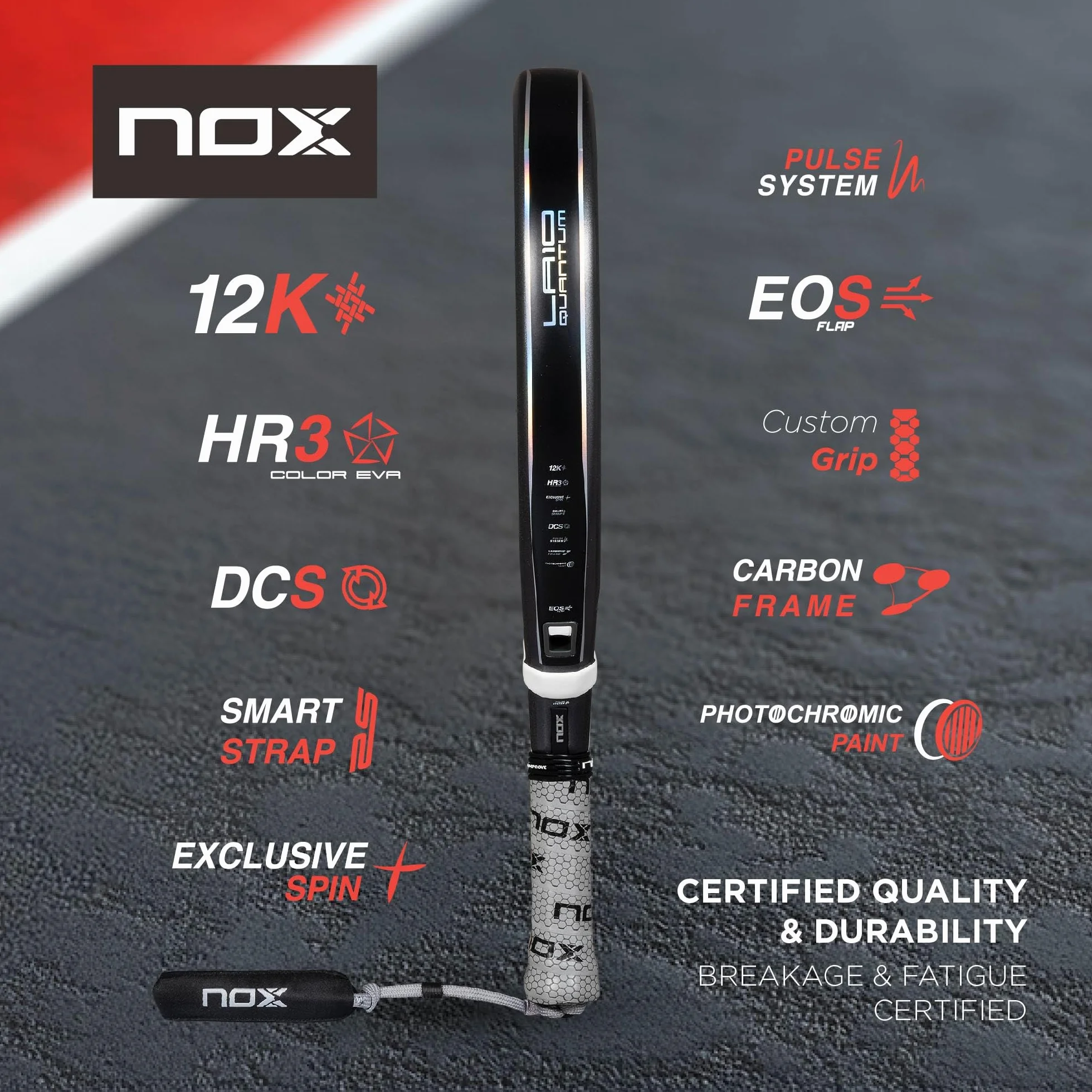 NOX Rakieta Padel LA10 Quantum 12K Leo Augsburger 2025