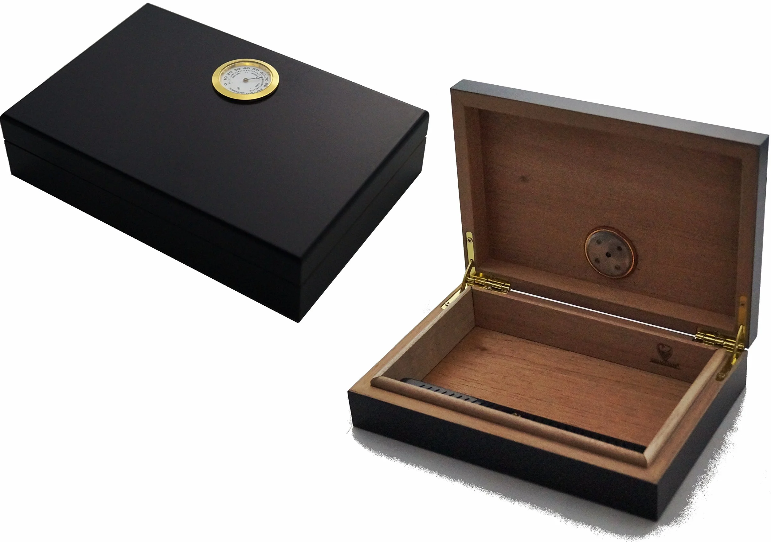 GERMANUS Humidor podróżny czarny z drewnem cedrowym wraz z humidor brevier w kolorze czarnym