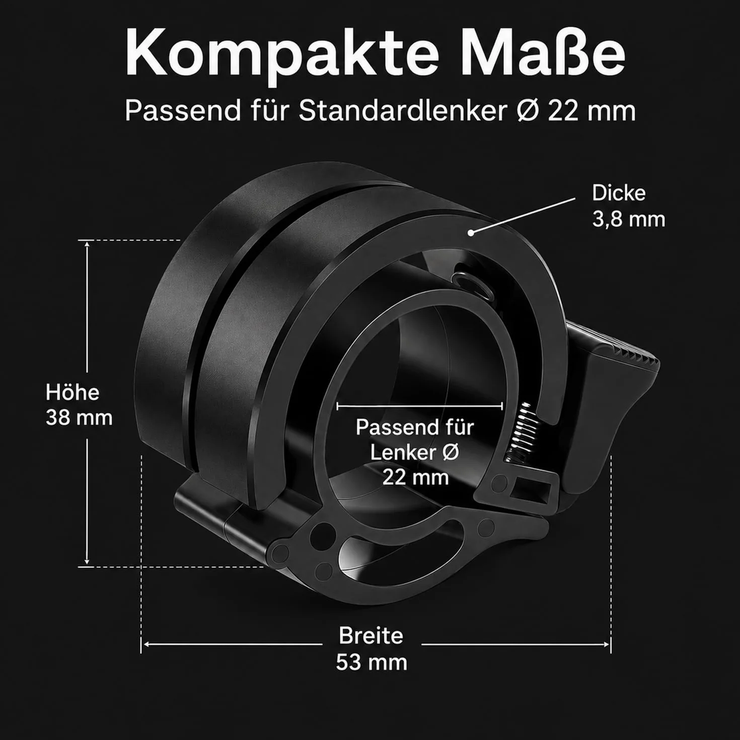 Dzwonek rowerowy do kierownicy 22 mm, głośny dzwonek rowerowy 85-95 dB, kompaktowy dzwonek rowerowy z ABS i stopu aluminium, dzwonek rowerowy do rowerów górskich, rowerów wyścigowych