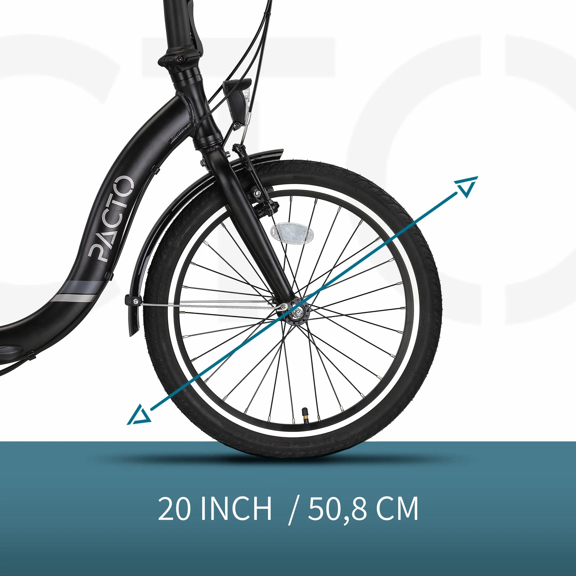 PACTO Six - Hollandrad Wysokiej Jakości Składany Rower 27cm Alu Rama, 20 Cali Alu Koła, 6 Biegów, Składany Rower Dorosłych Czarny